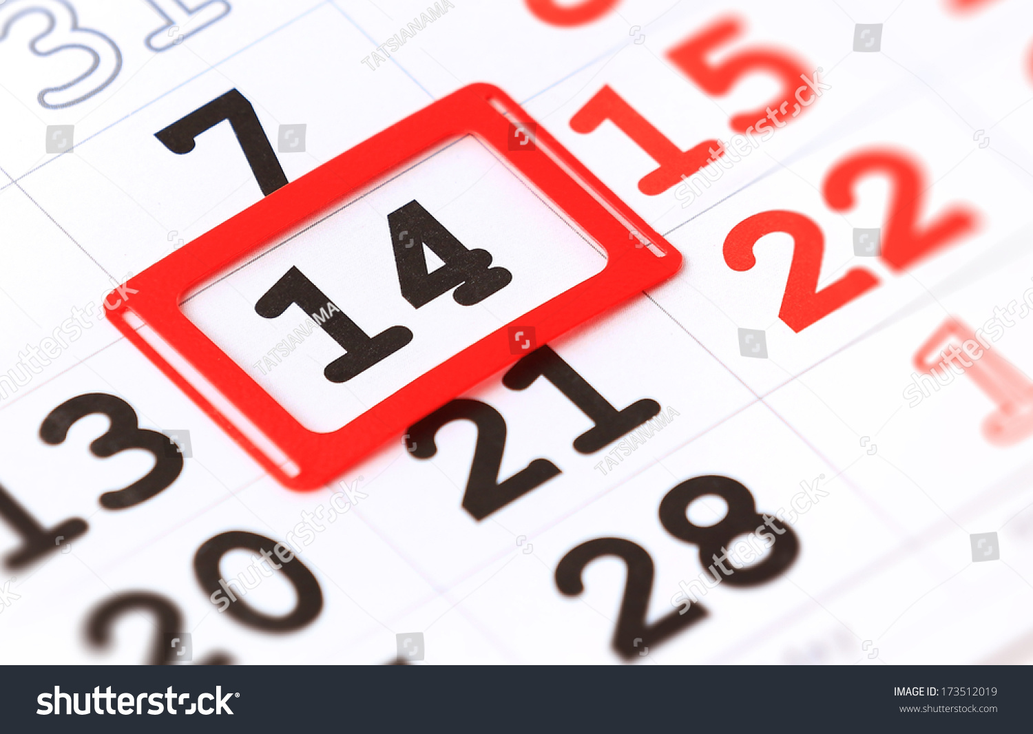 Sheet Wall Calendar Red Mark On Stock Photo 173512019 | Shutterstock