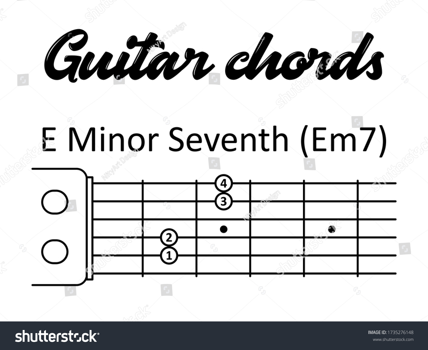 Basic Guitar Chord E Minor Seventh Stock Vector (Royalty Free