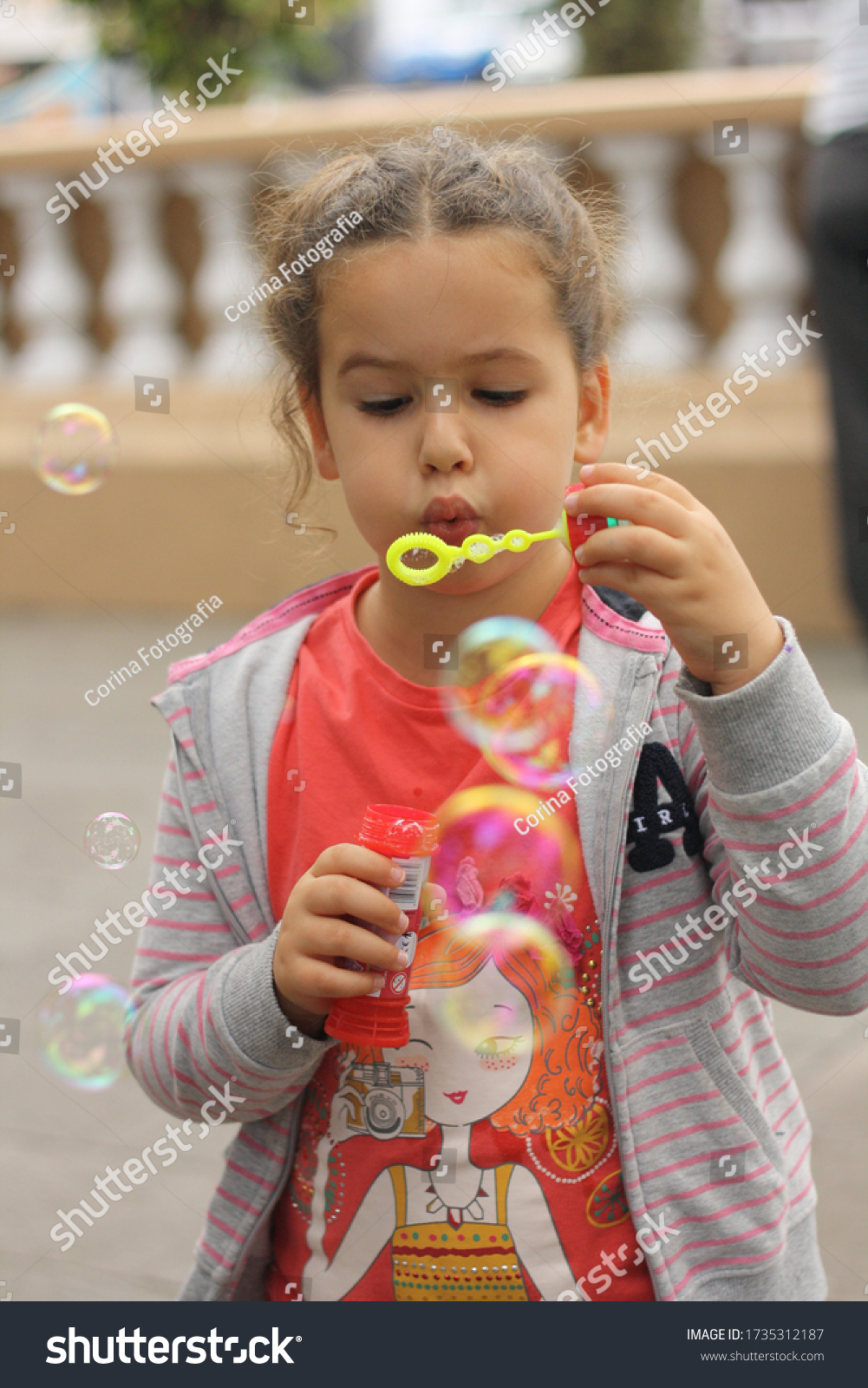 Little Girl Playing Bubbles Stock Photo 1735312187 Shutterstock