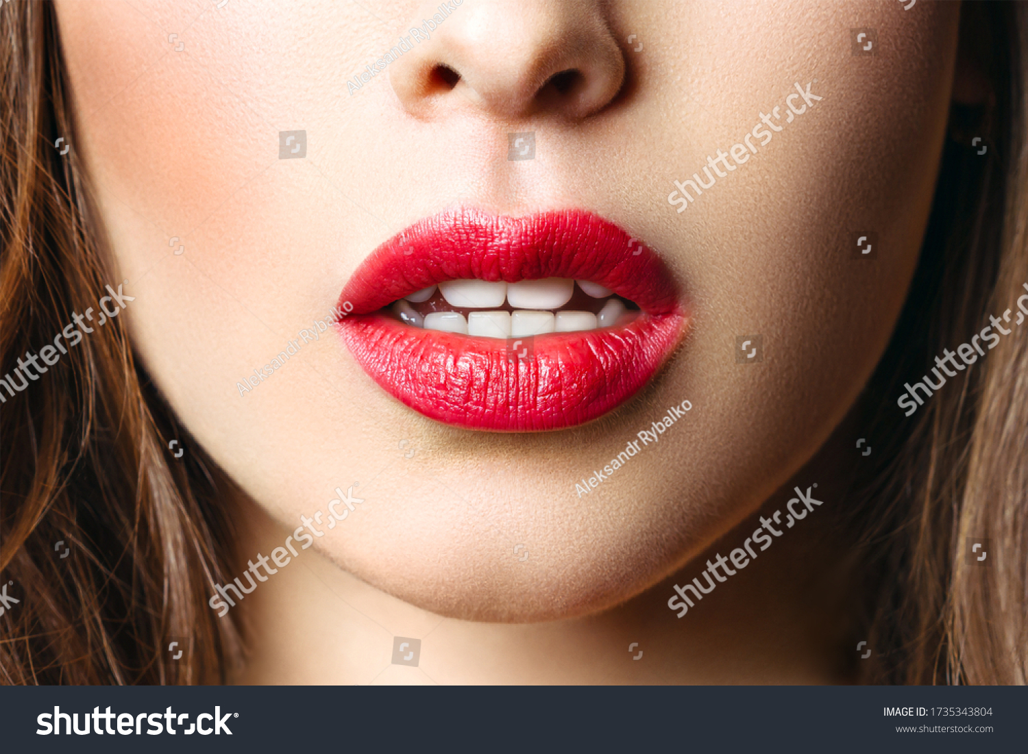 Sensual Red Lip Mouth Open Beautiful Stock Photo Shutterstock