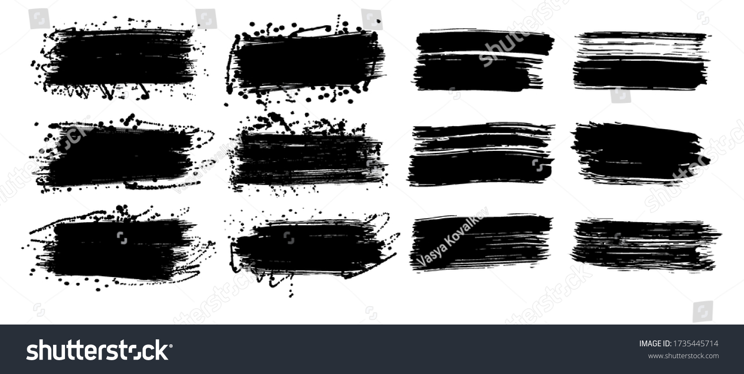 Set Brush Strokes Rectangle Diagonal Grunge Stock Vector (royalty Free 