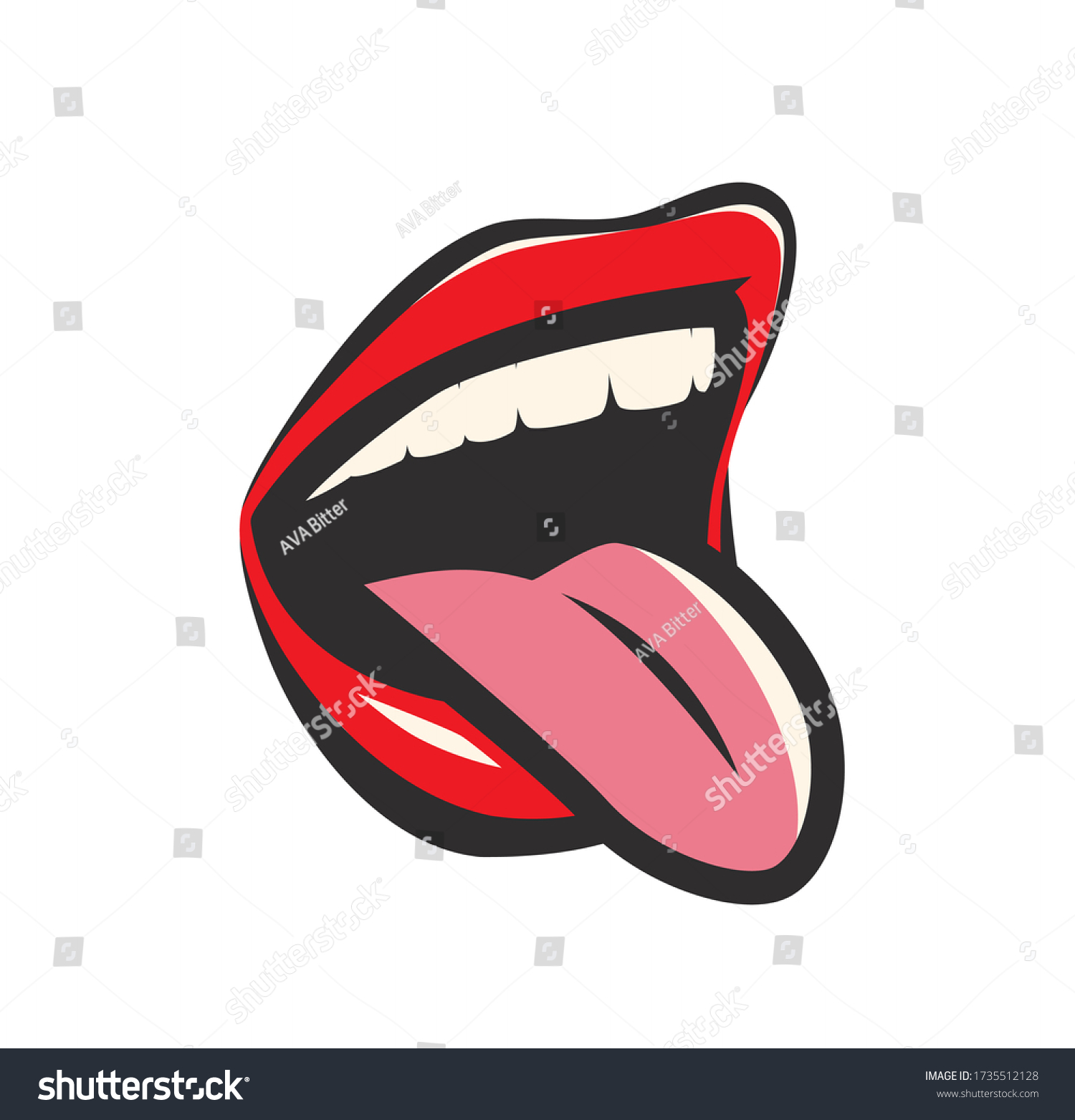 Mouth Red Lips Tongue Cartoon Vector Stock Vector (Royalty Free ...