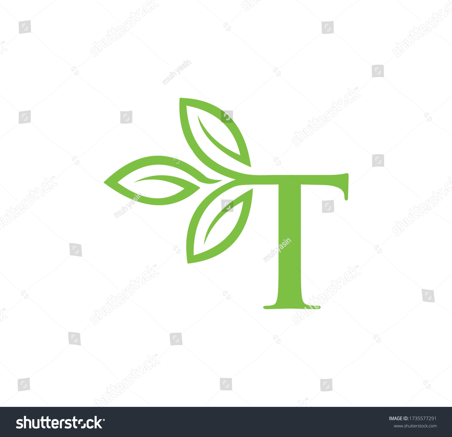 Leter T Leaf Logo Vector Stock Vector (Royalty Free) 1735577291 ...