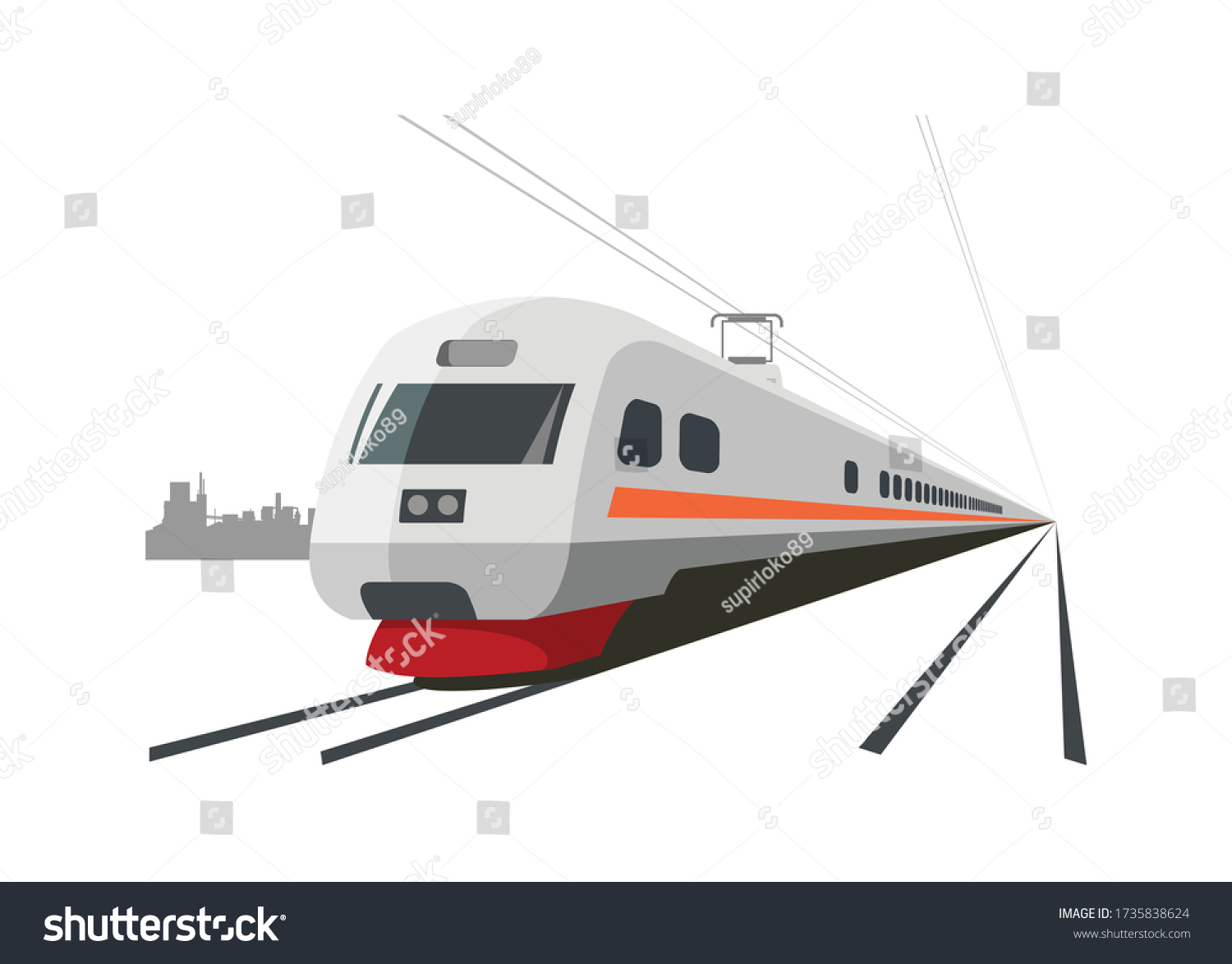 Fast Train Runs On Double Track Stock Vector (Royalty Free) 1735838624 ...