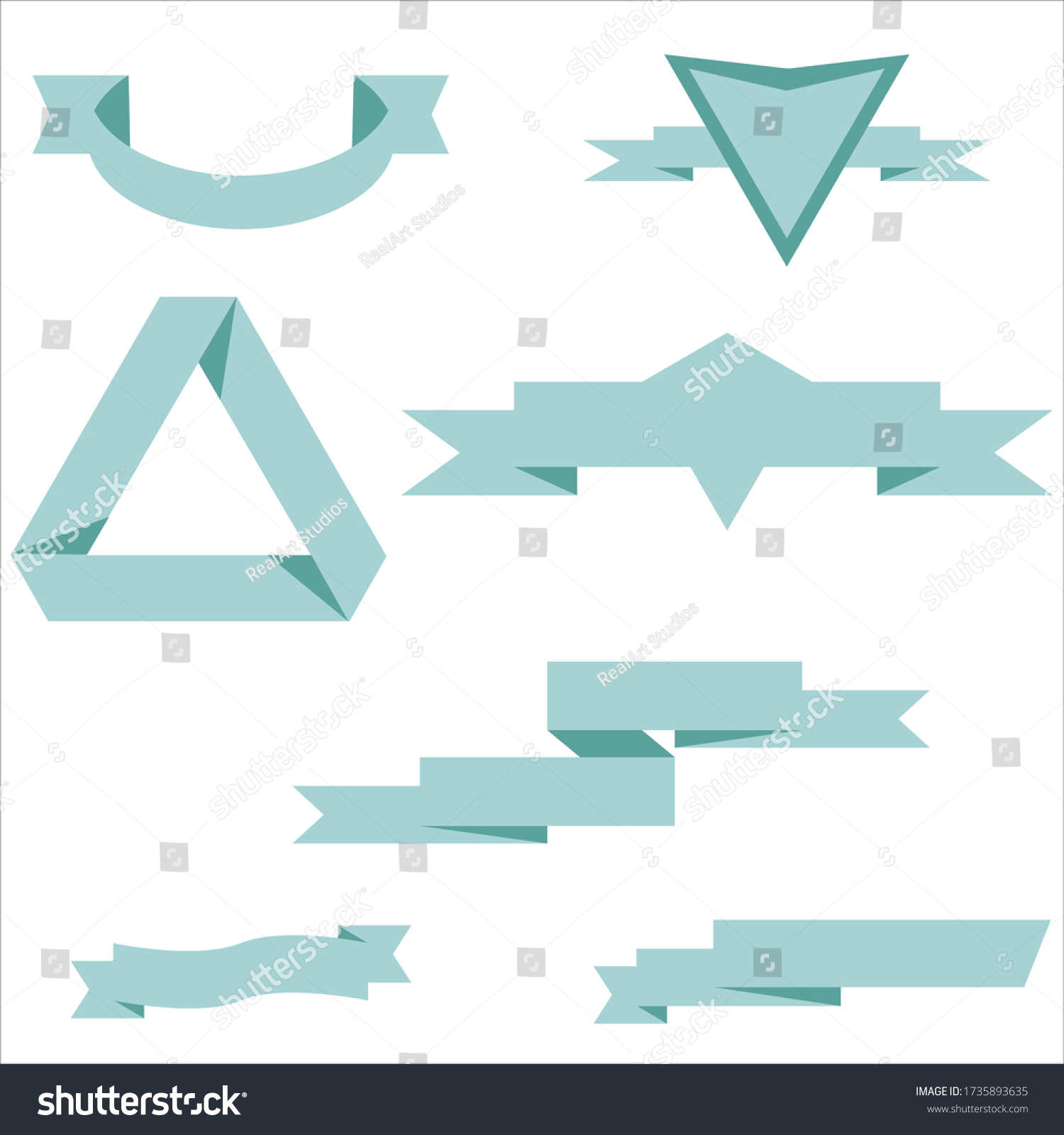 Blue Pastel Ribbon Set Isolated Celebration Stock Vector (royalty Free 