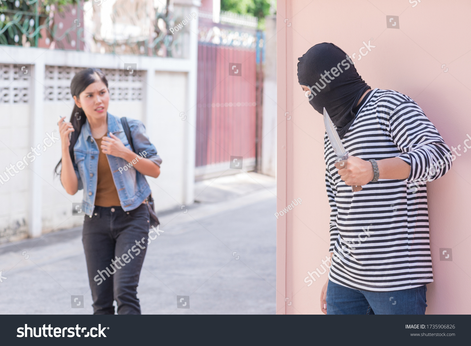 Male Thief Corner Building Prepares Rob Stock Photo 1735906826 