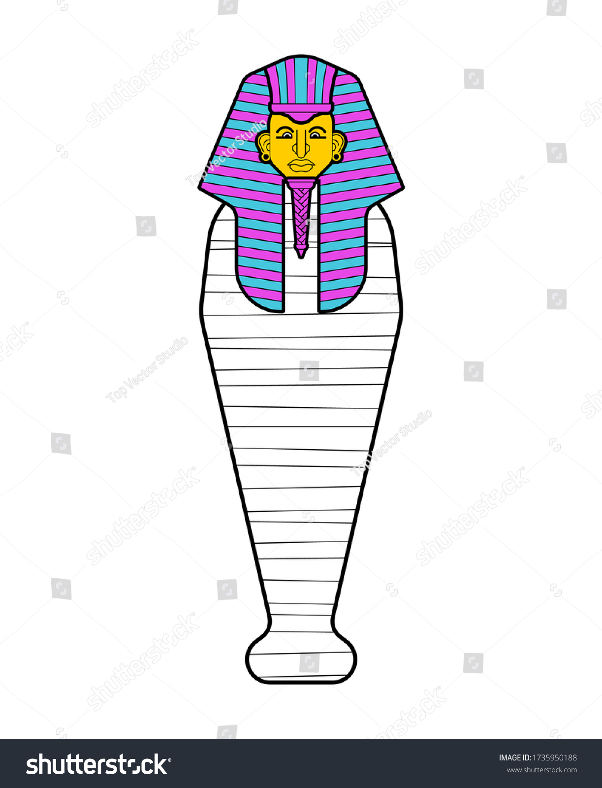 Sarcophagus Pharaoh Isolated Burial Ancient Egyptian Stock Vector ...