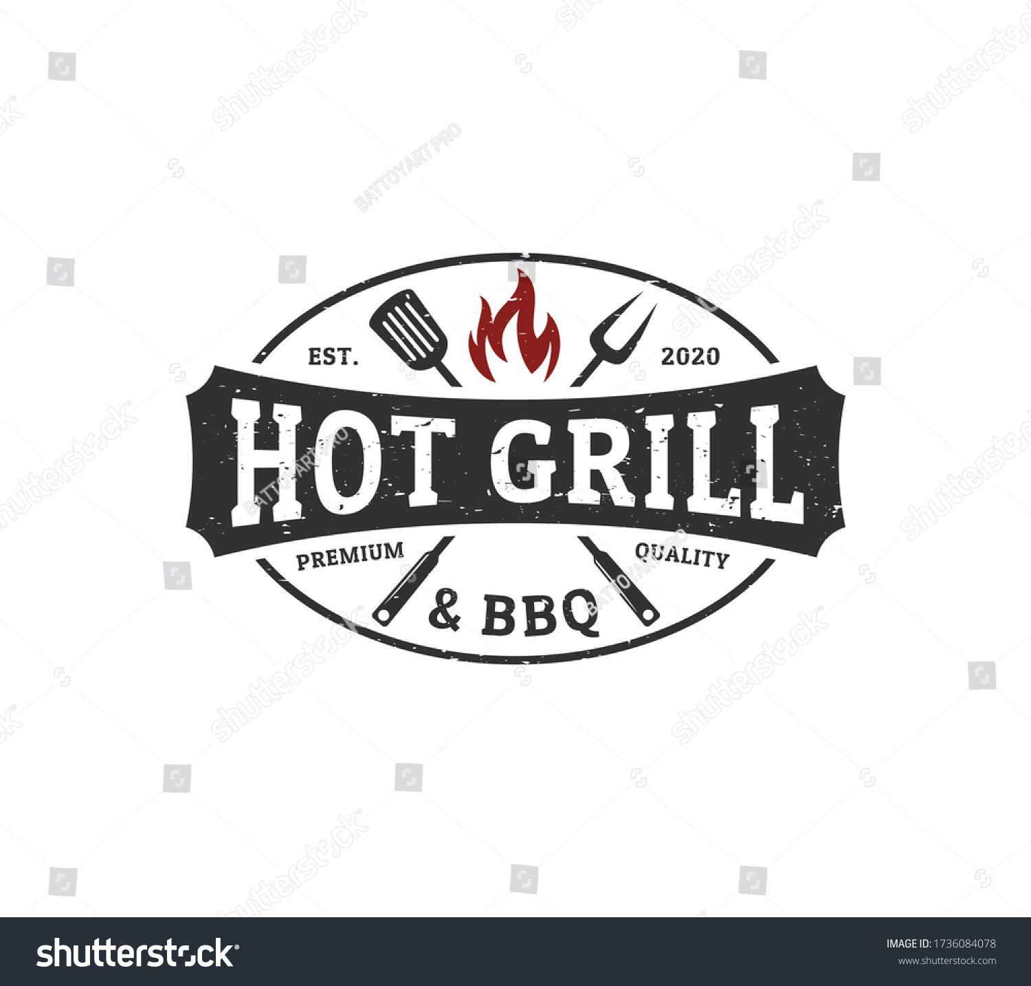 Vintage Grill Barbeque Logo Design Stock Vector (royalty Free 