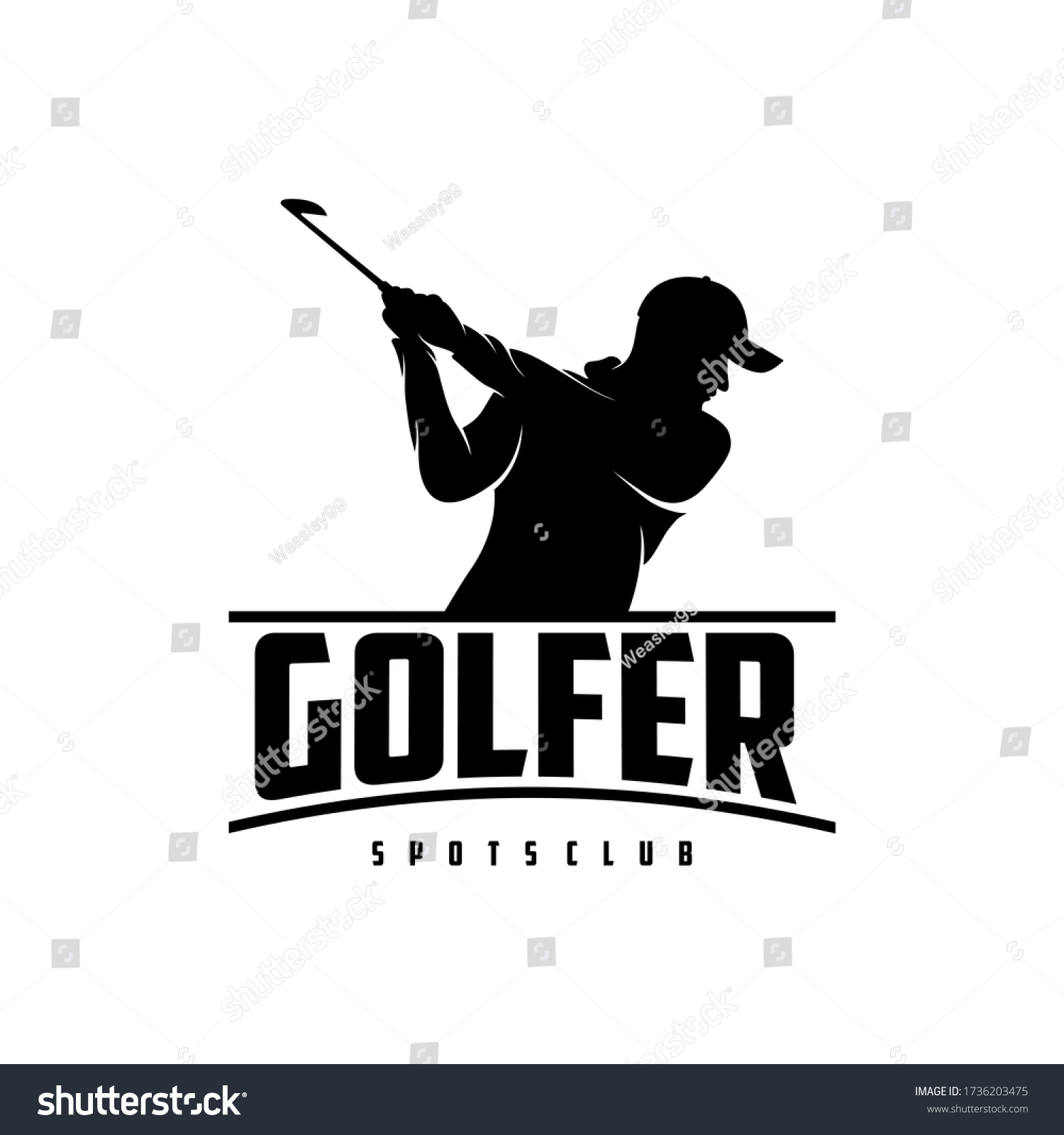 Vintage Golfer Silhouette Logo Design Stock Vector (Royalty Free ...