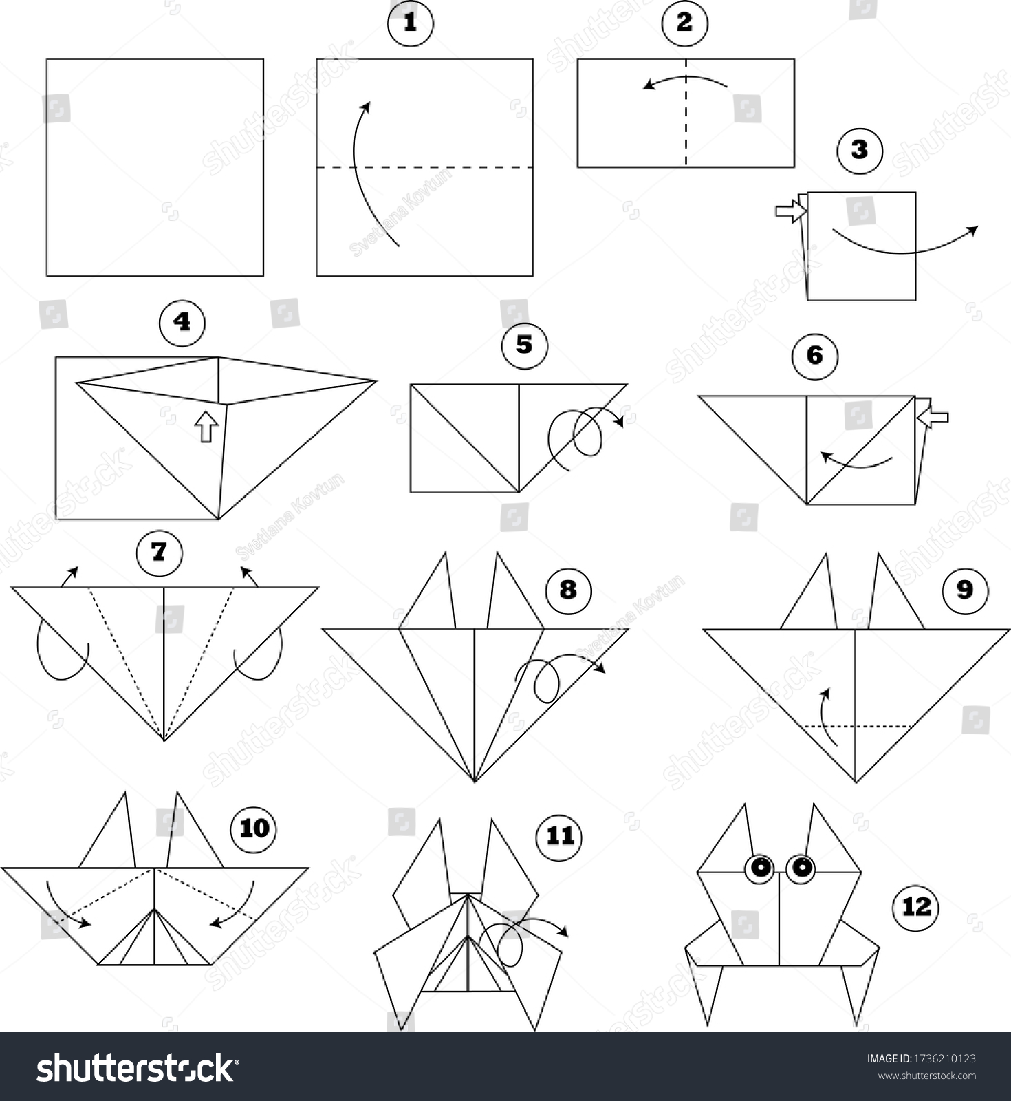 Black White Diagram How Make Origami Stock Vector (Royalty Free ...