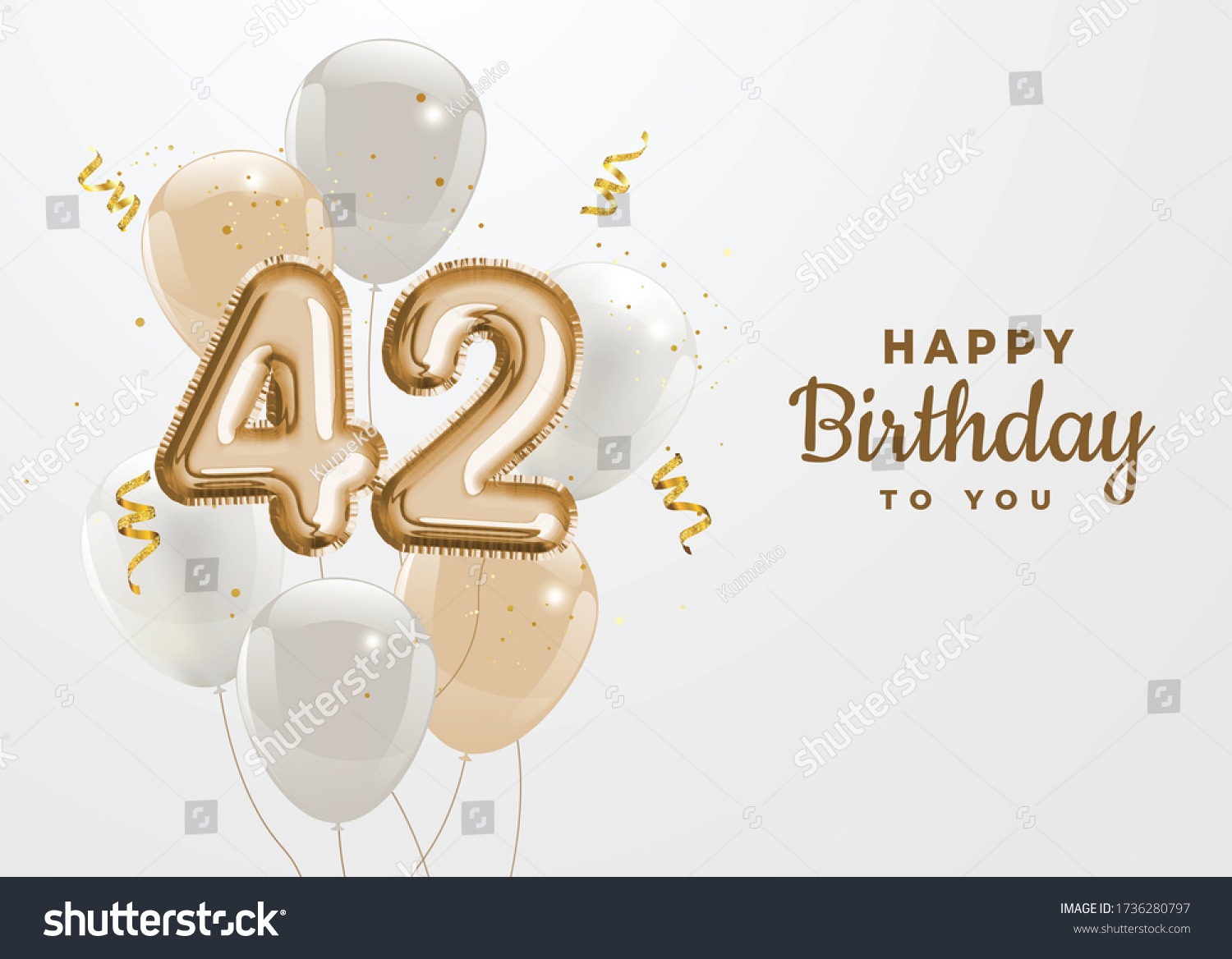 Happy 42th Birthday Gold Foil Balloon Stock Vector (Royalty Free ...