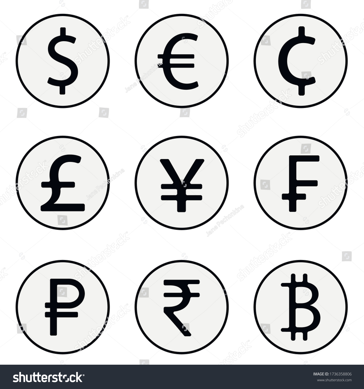 Vector Image Nine World Currencies Icons Stock Vector (Royalty Free ...