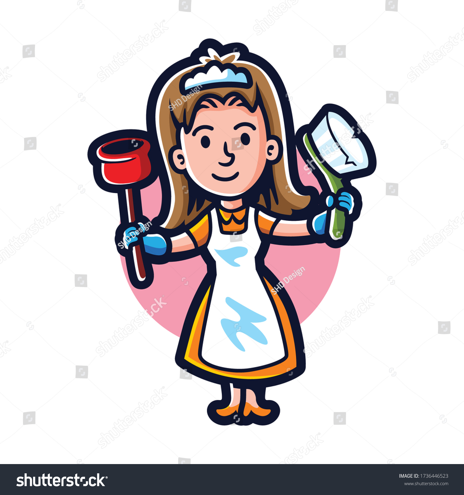 Cartoon All Clean Maid Mascot Logo Stock Vector (royalty Free 