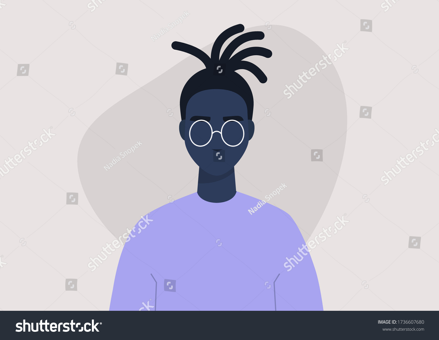 Portrait Young Black Male Character Wearing Stock Vector (Royalty Free ...