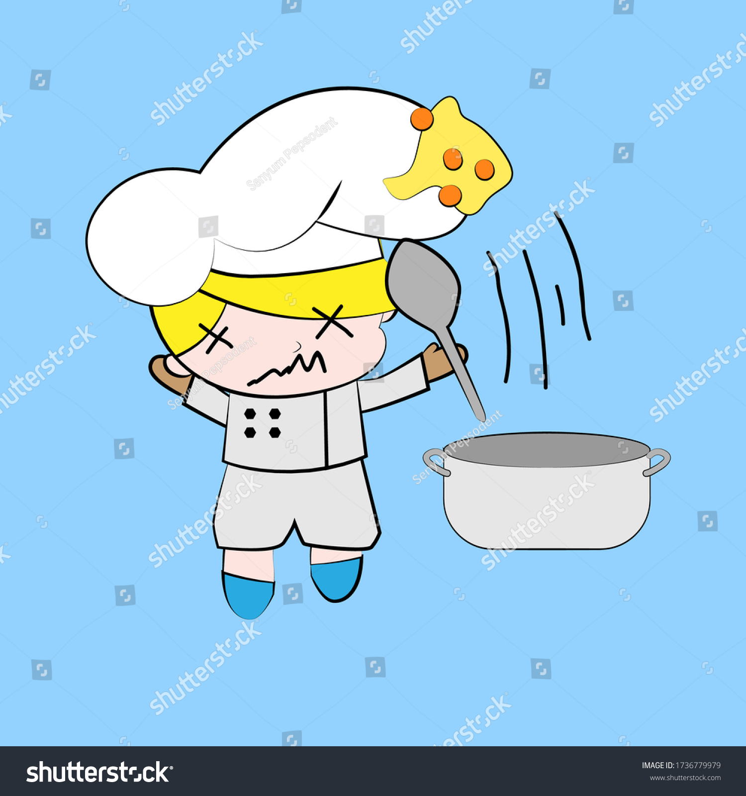 Chef Vector Illustration Cute Chibi Character Stock Vector (royalty 