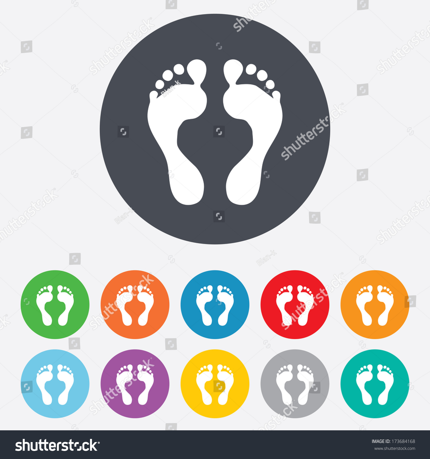 Human Footprint Sign Icon Barefoot Symbol Stock Illustration 173684168 ...