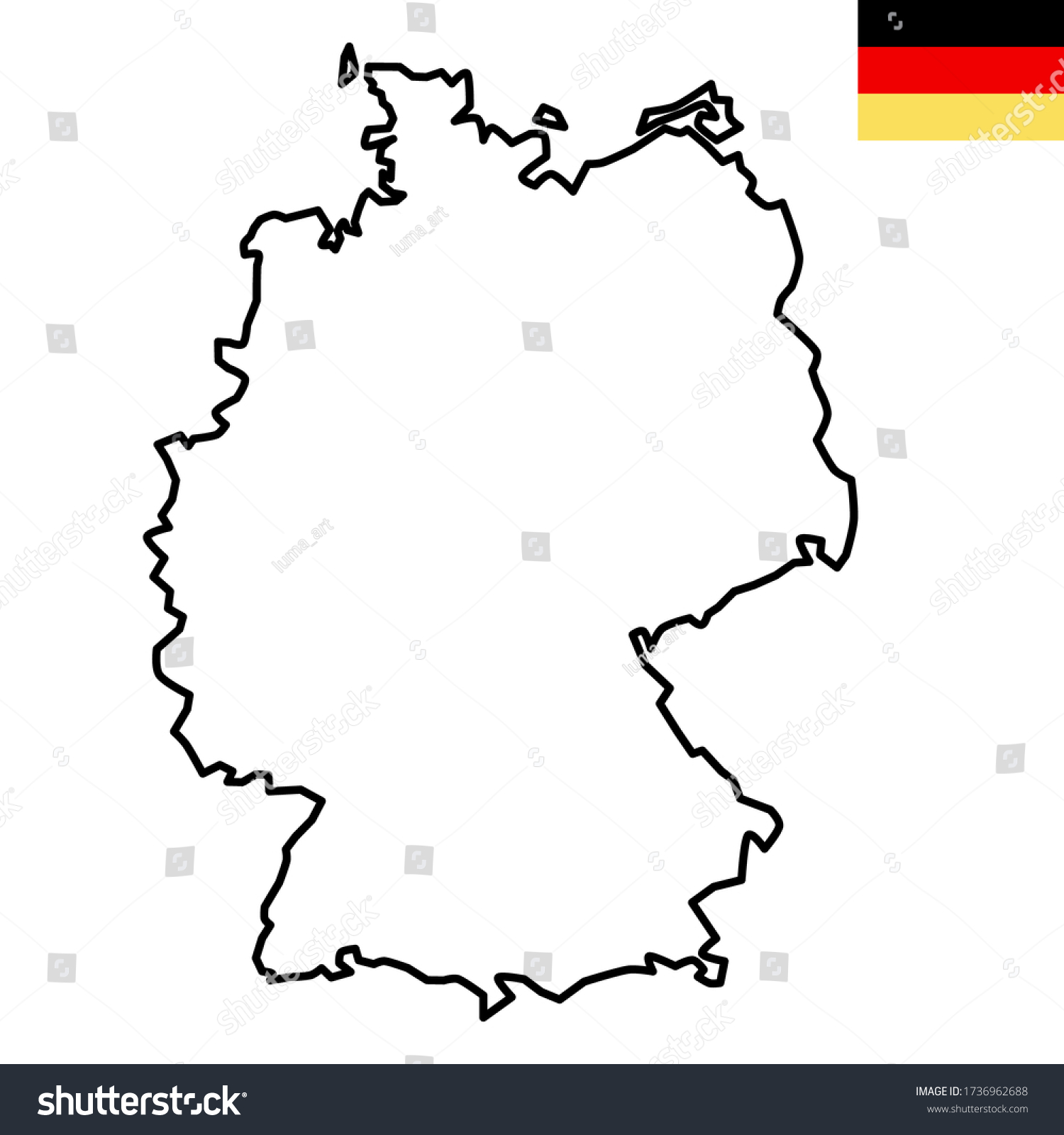 Germany Line Map Isolated On White Stock Vector (Royalty Free ...