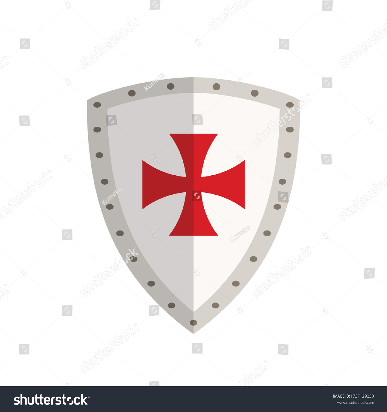 Templar Shield Red Cross Isolated On Stock Vector (Royalty Free ...