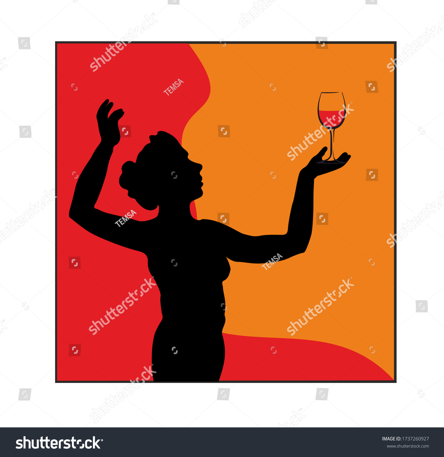 Image Woman Wine Glass Stock Vector Royalty Free 1737260927 Shutterstock 0572