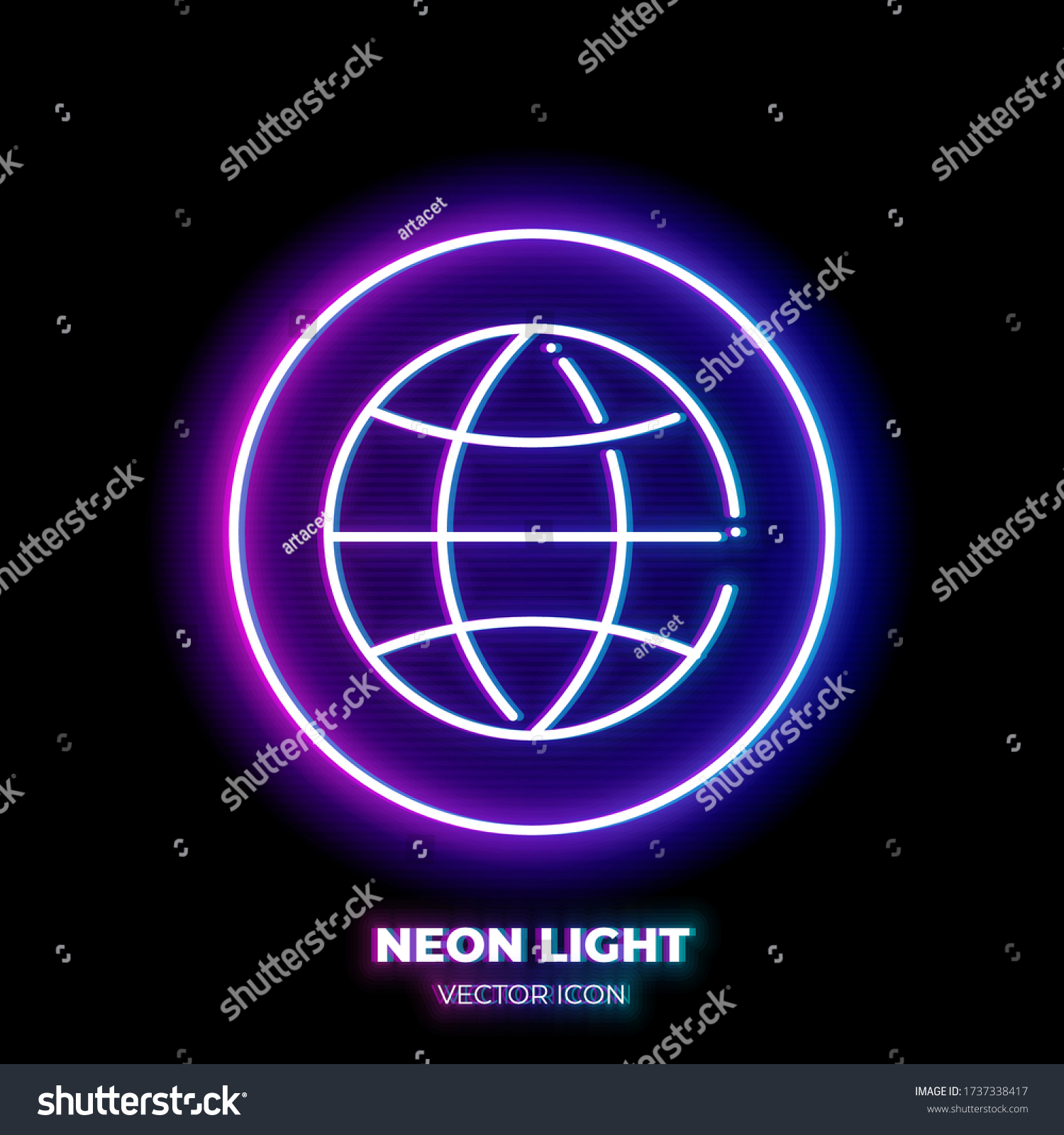 Globe Neon Light Line Art Vector Stock Vector (Royalty Free) 1737338417 ...