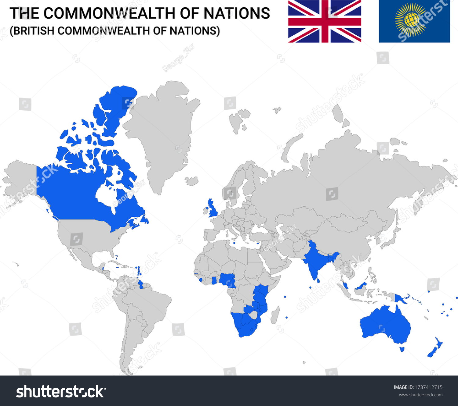 Carte du monde avec le Commonwealth image vectorielle de stock (libre