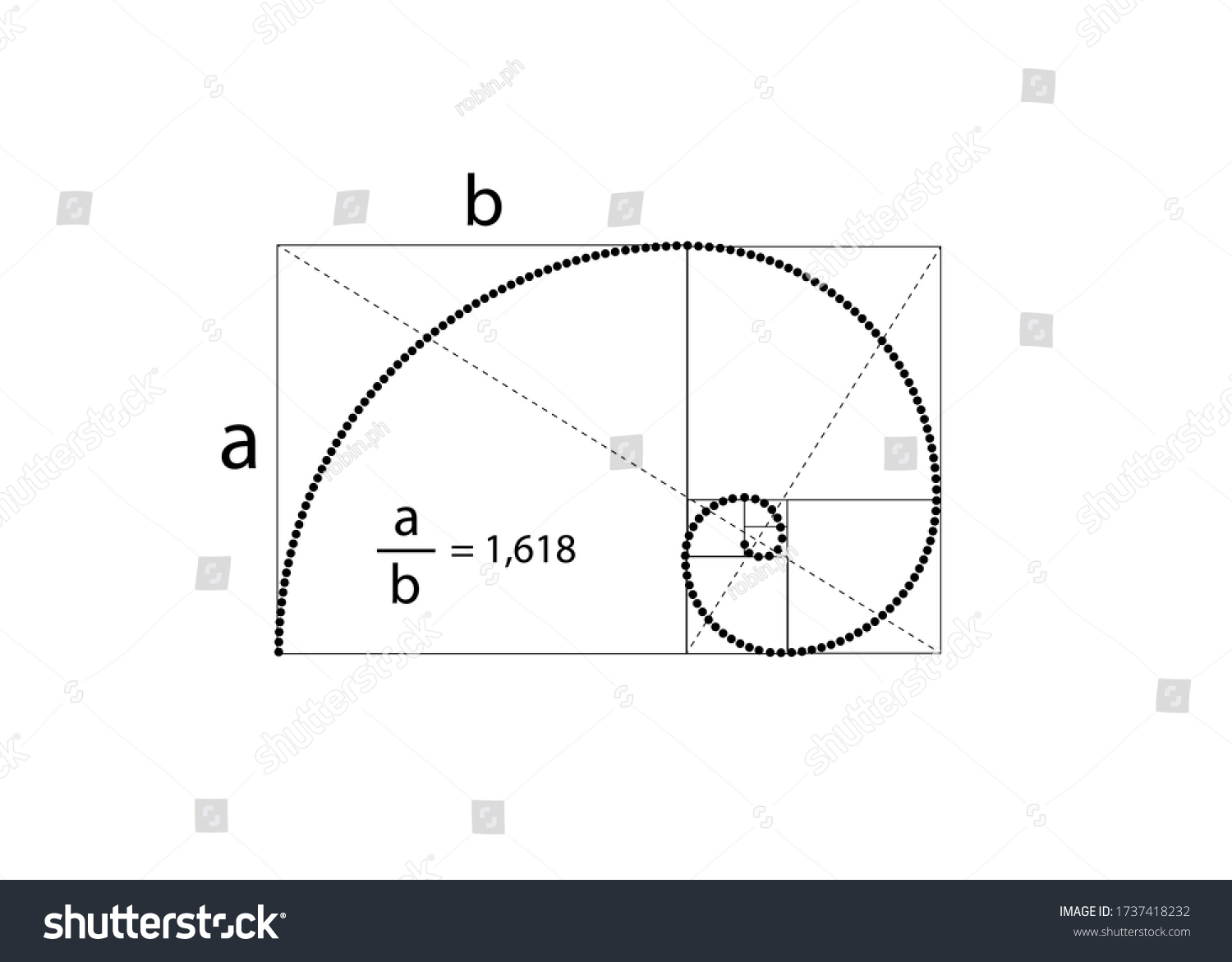 Golden Ratio Fibonacci Number Mathematical Formula Stock Vector ...