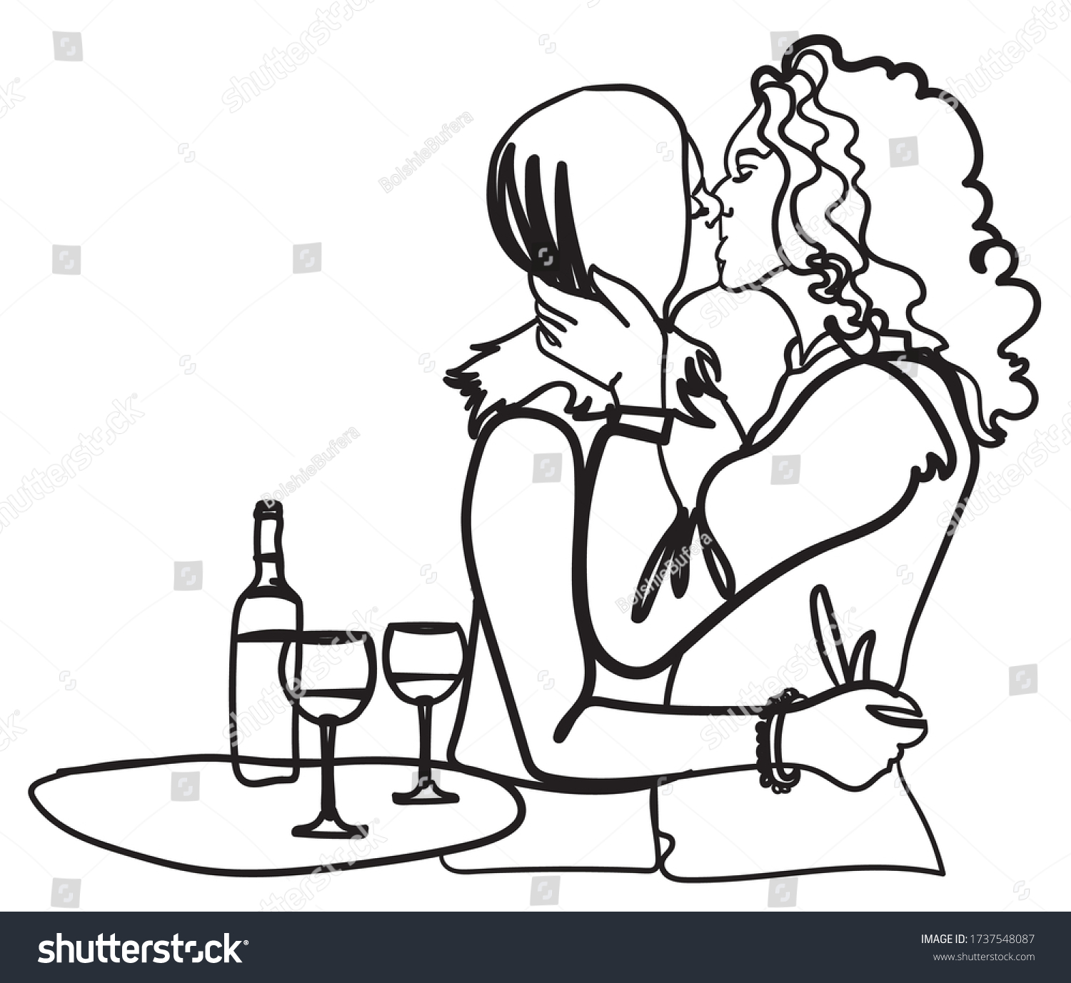 Two Girls Kiss Each Other One Stock Vector Royalty Free 1737548087 Shutterstock 9349