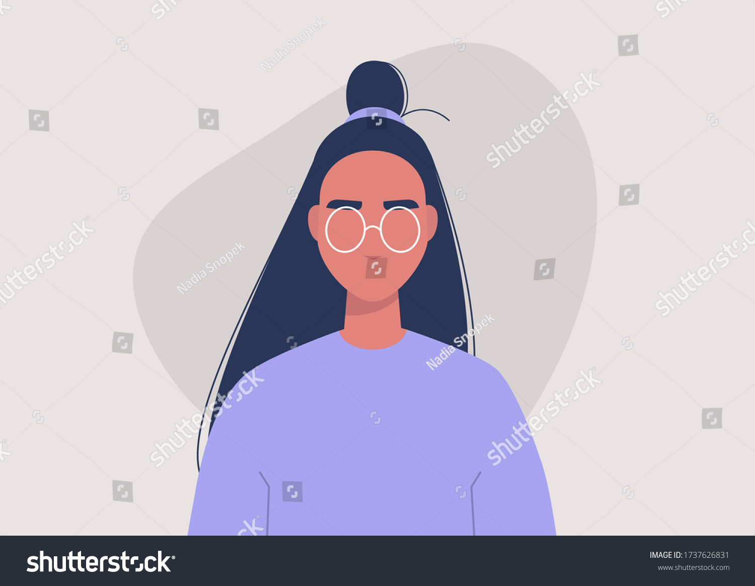 Portrait Girl Wearing Hair Knot Upper Stock Vector (Royalty Free ...