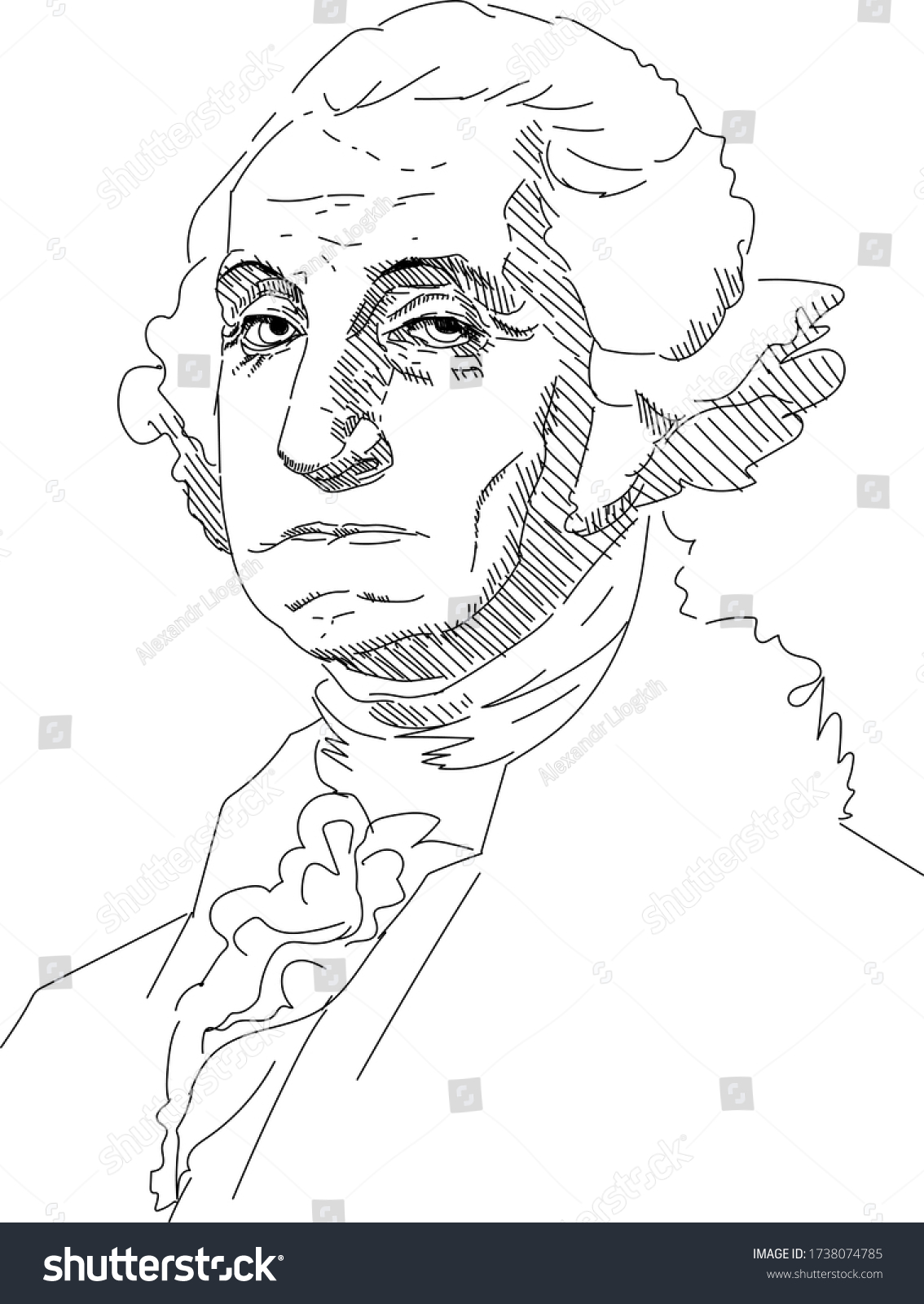 Portrait George Washington First President United Stock Vector (Royalty ...