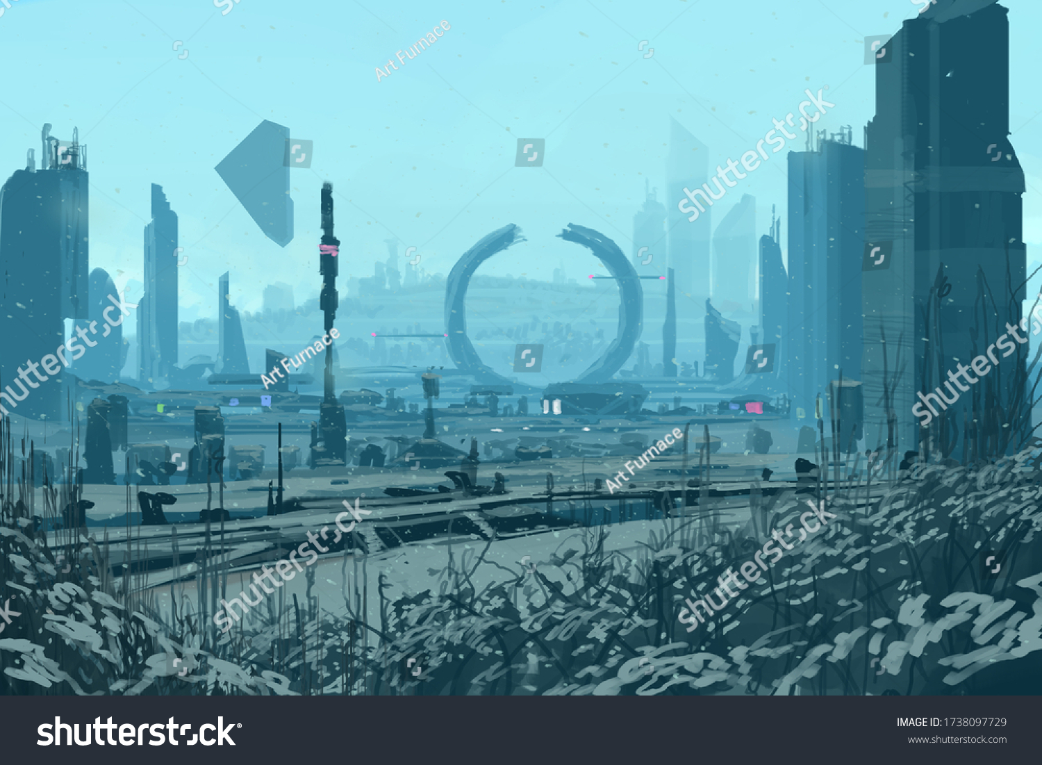 Futuristic Science Fiction Digital Art Alien Stock Illustration ...