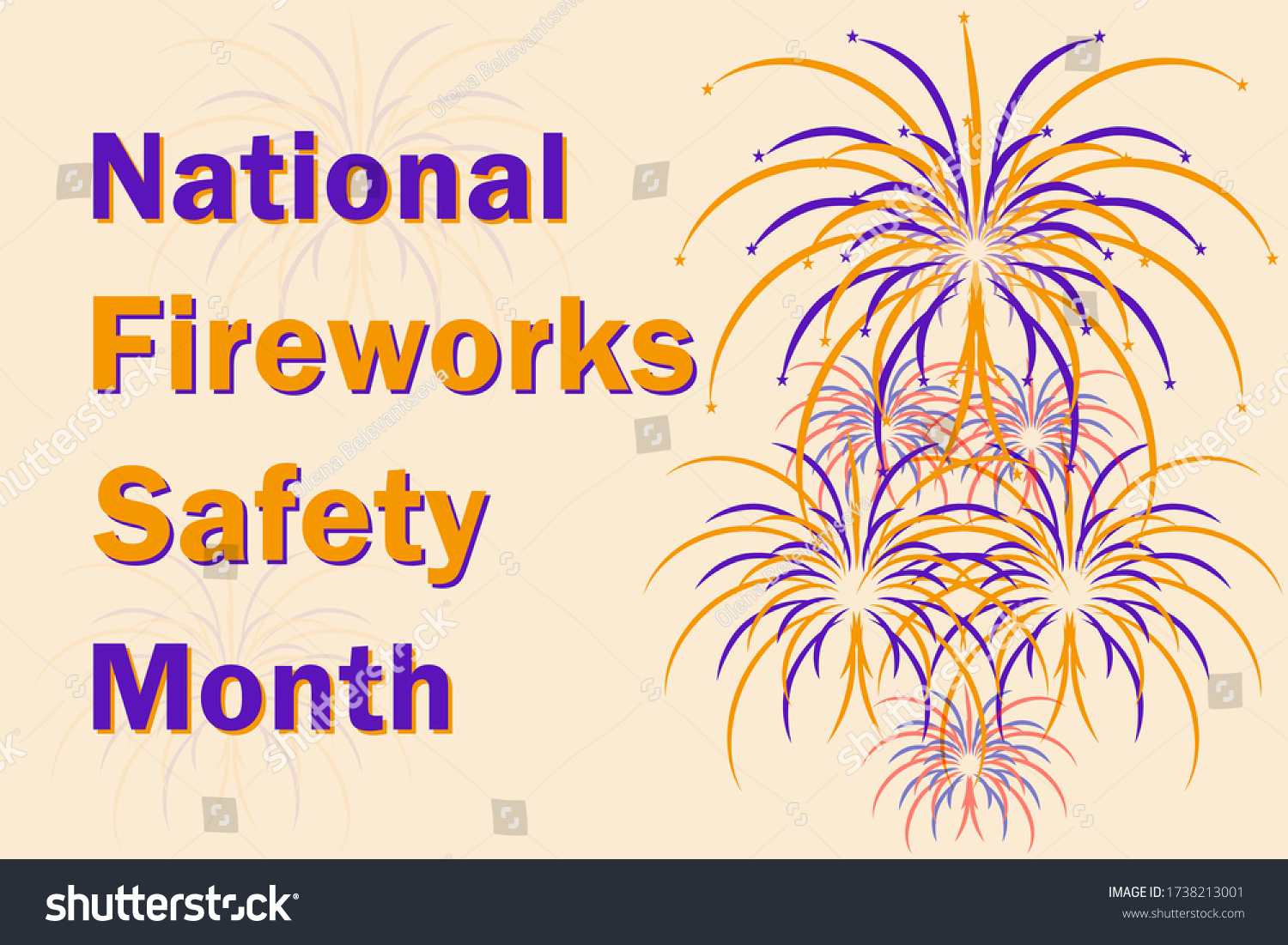 National Fireworks Safety Month Traditionally Celebrated Stock Vector