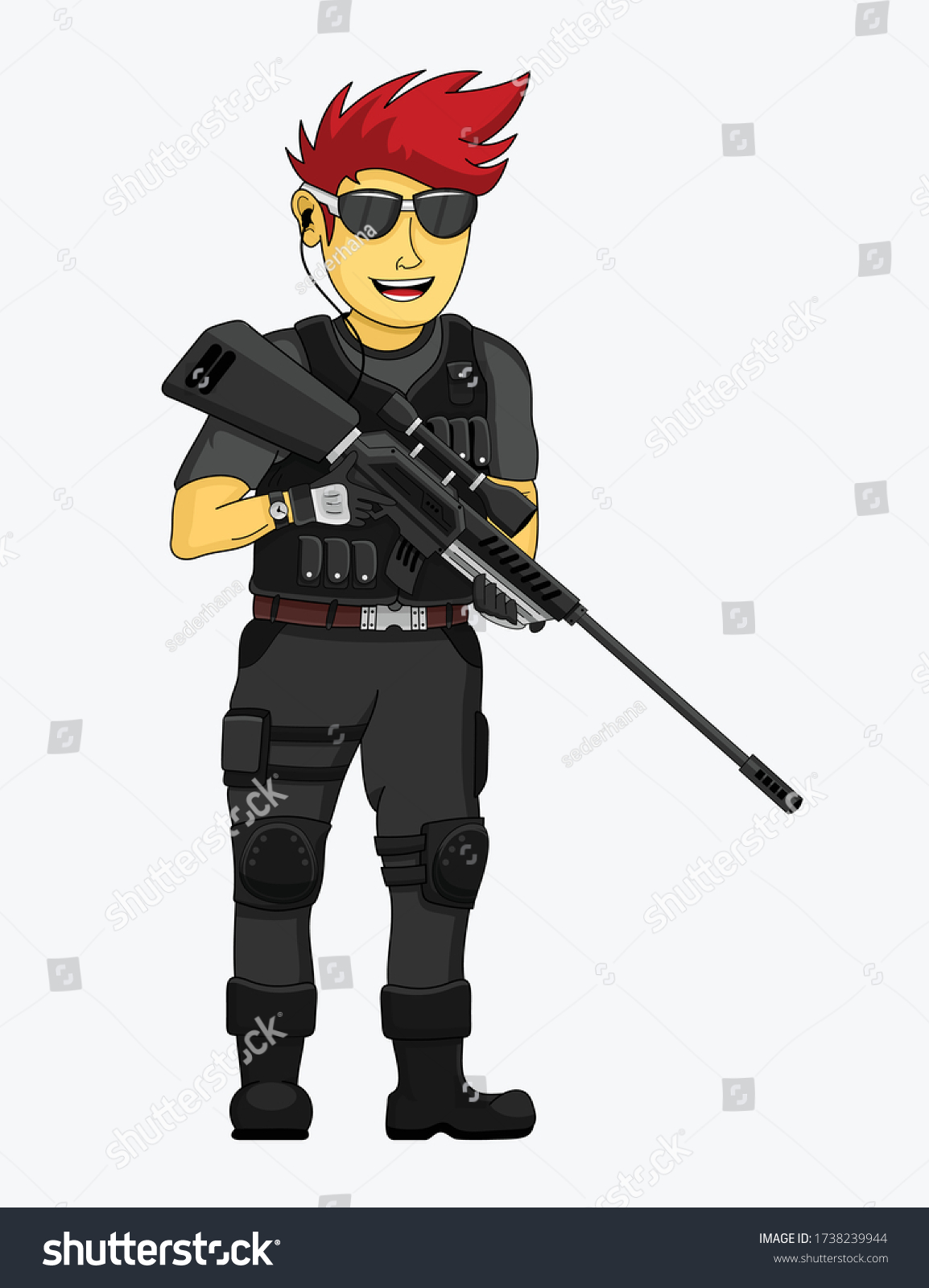 Vector Cartoon Mercenary Man Red Hair Stock Vector (Royalty Free ...