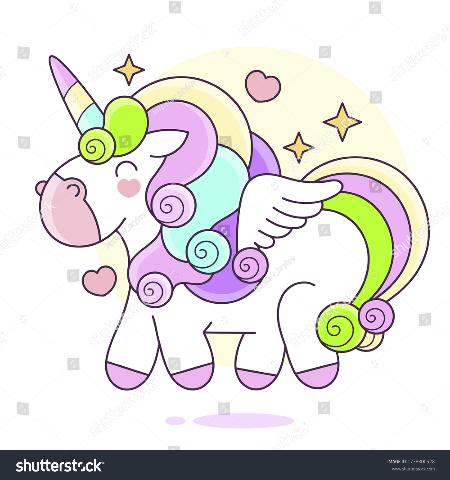 Cartoon Unicorn Standing Vector Illustration Suitable Stock Vector 