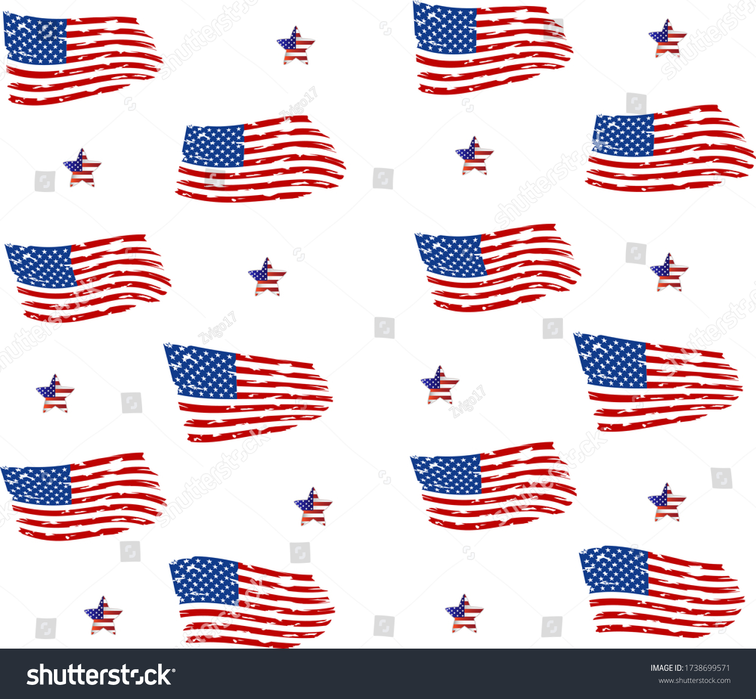 American Flags Pattern Textile Print Us Stock Vector (Royalty Free ...