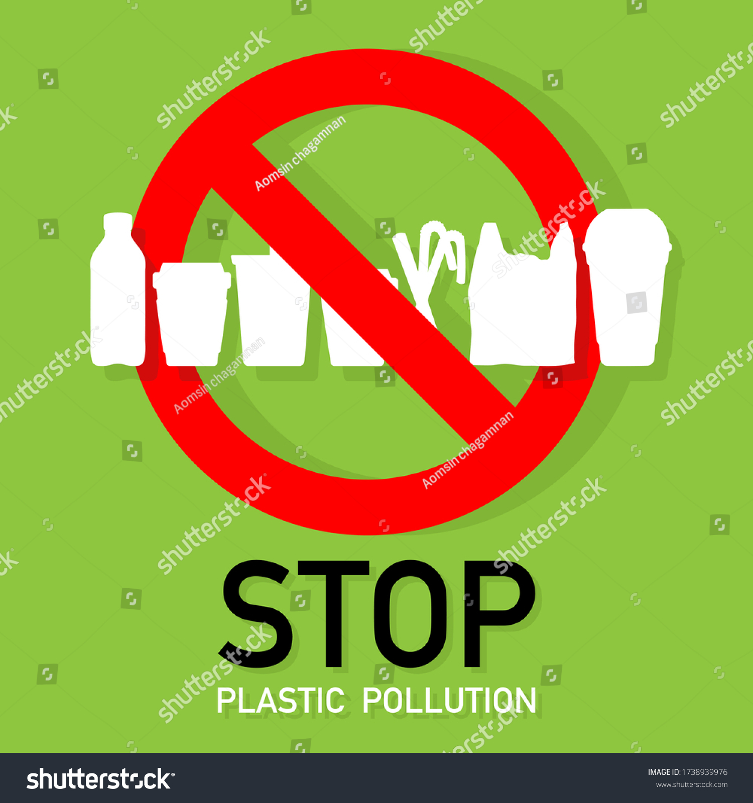 Stop Plastic Pollution Say No Plastic Stock Vector (Royalty Free ...