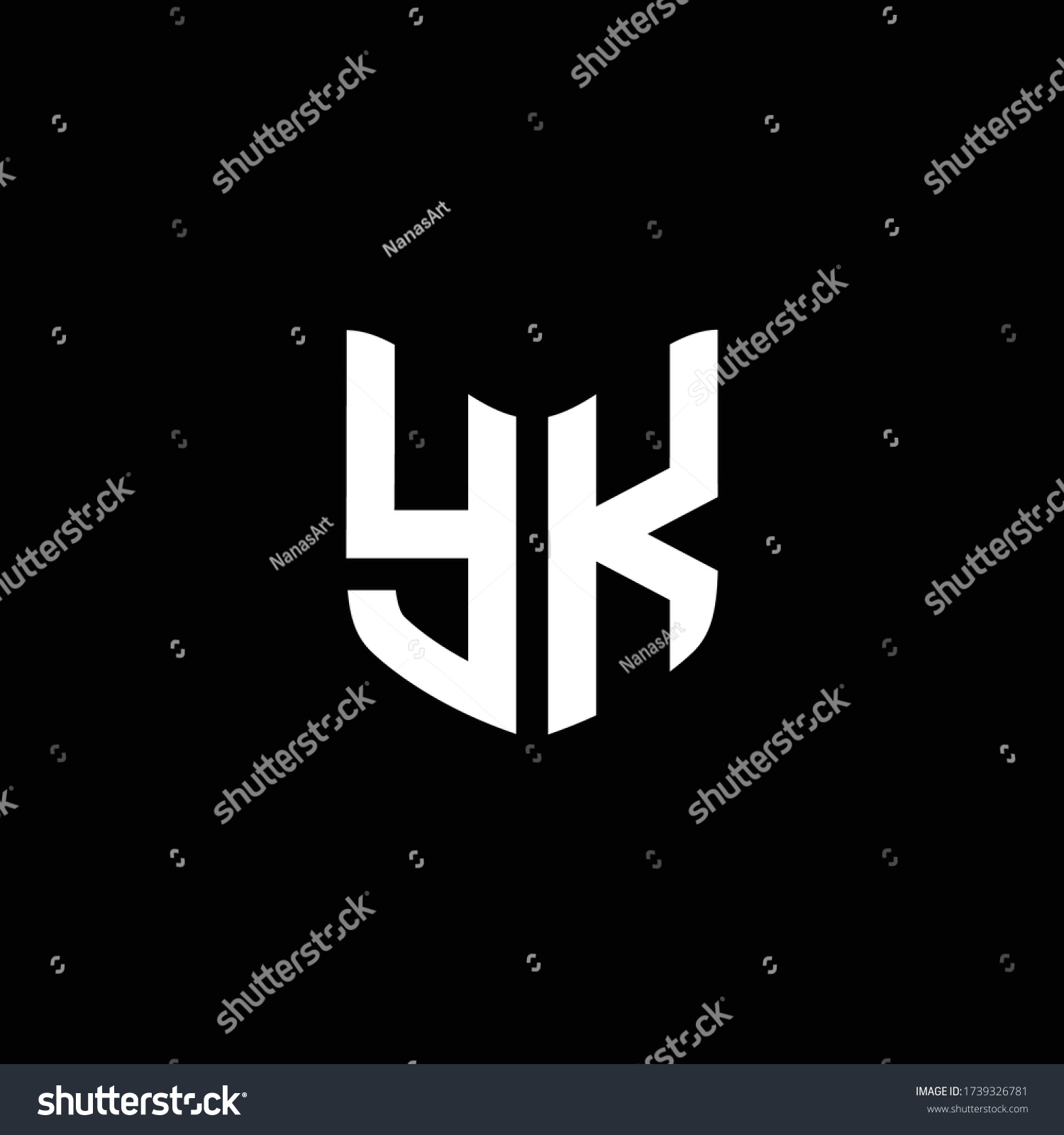 Yk Logo Monogram Shield Shape Design Stock Vector Royalty Free