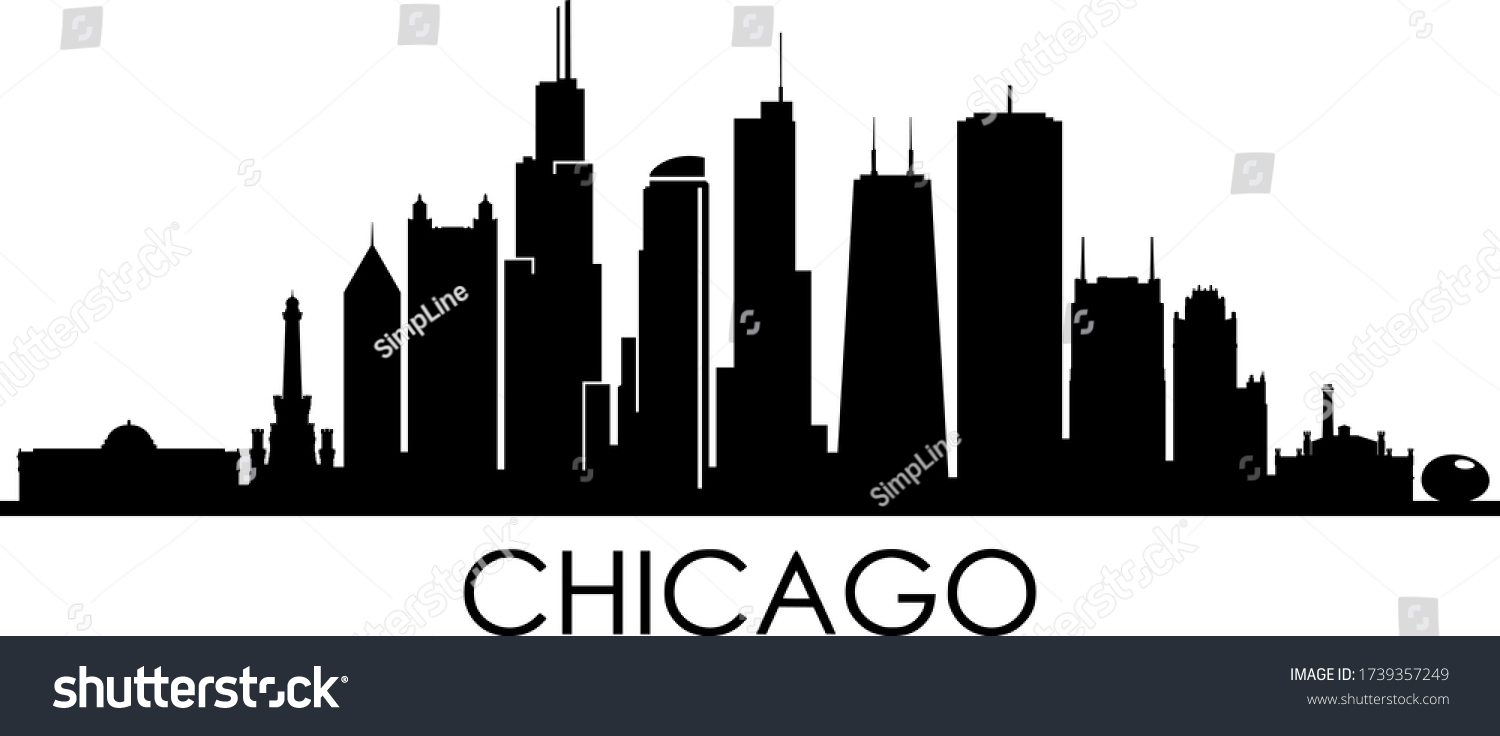 Chicago City Illinois Skyline Silhouette Cityscape Stock Vector ...