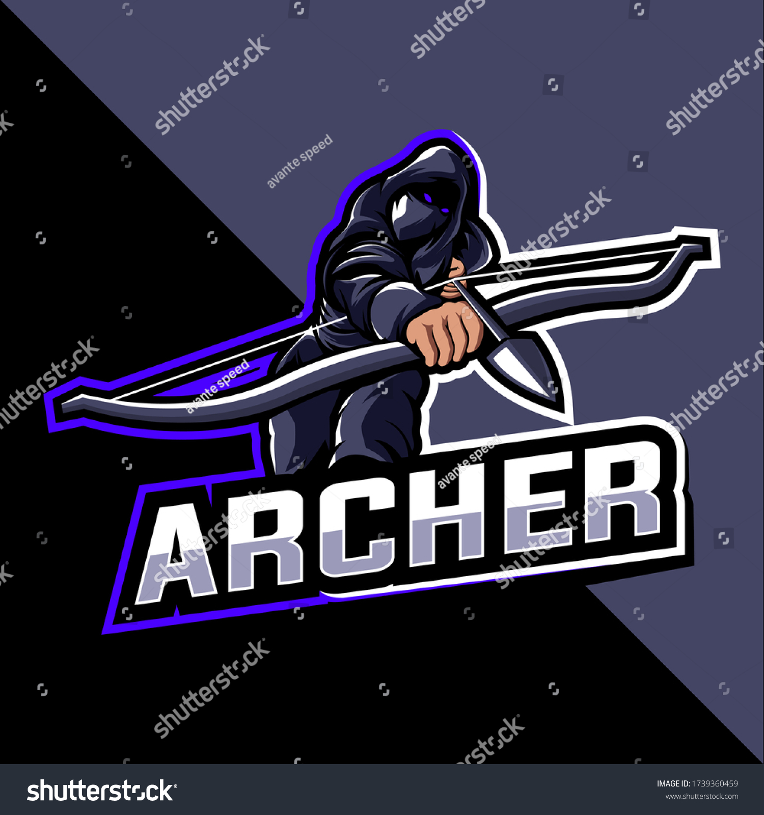 Archer Esport Mascot Logo Vector Stock Vector Royalty Free 1739360459