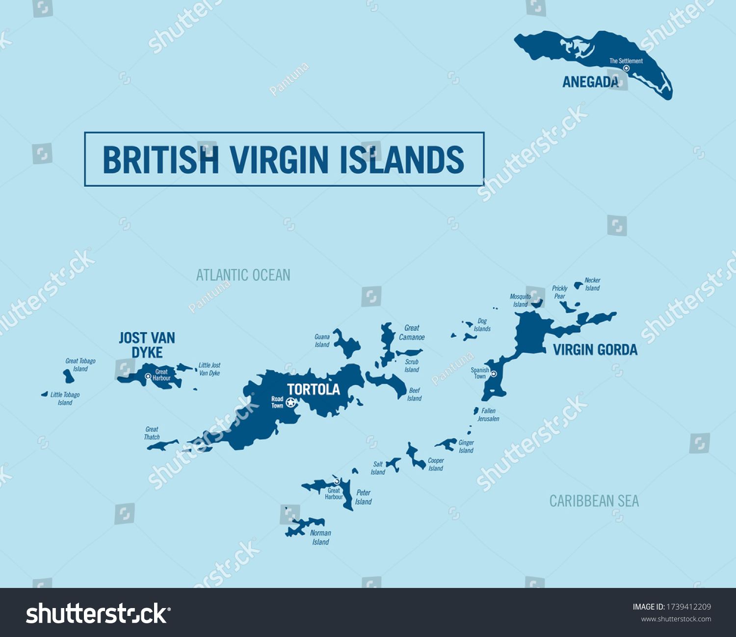 British Virgin Islands Political Map Detailed Vector C S N Mi N Ph Stock Vector British Virgin Islands Political Map Detailed Vector Illustration With Isolated Islands And Cities 1739412209