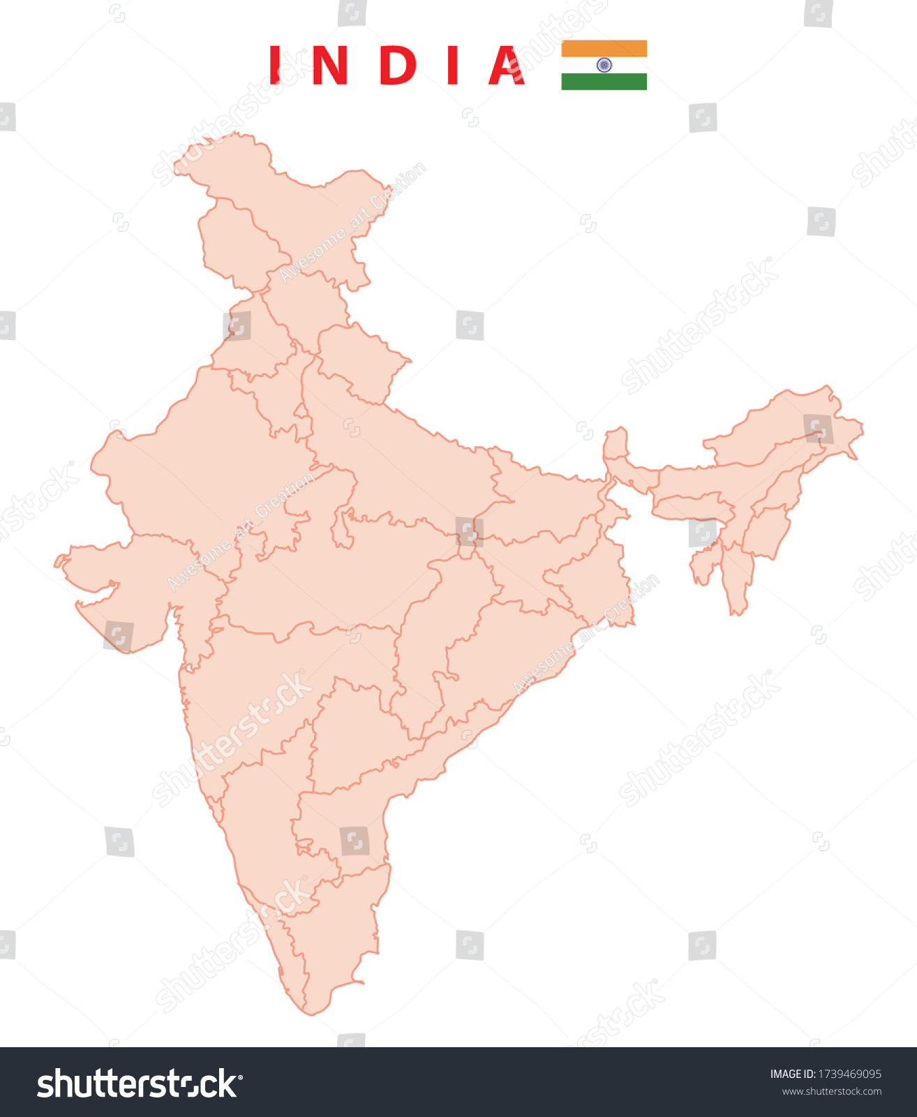 India Map Political Map India Outline Stock Vector (Royalty Free ...