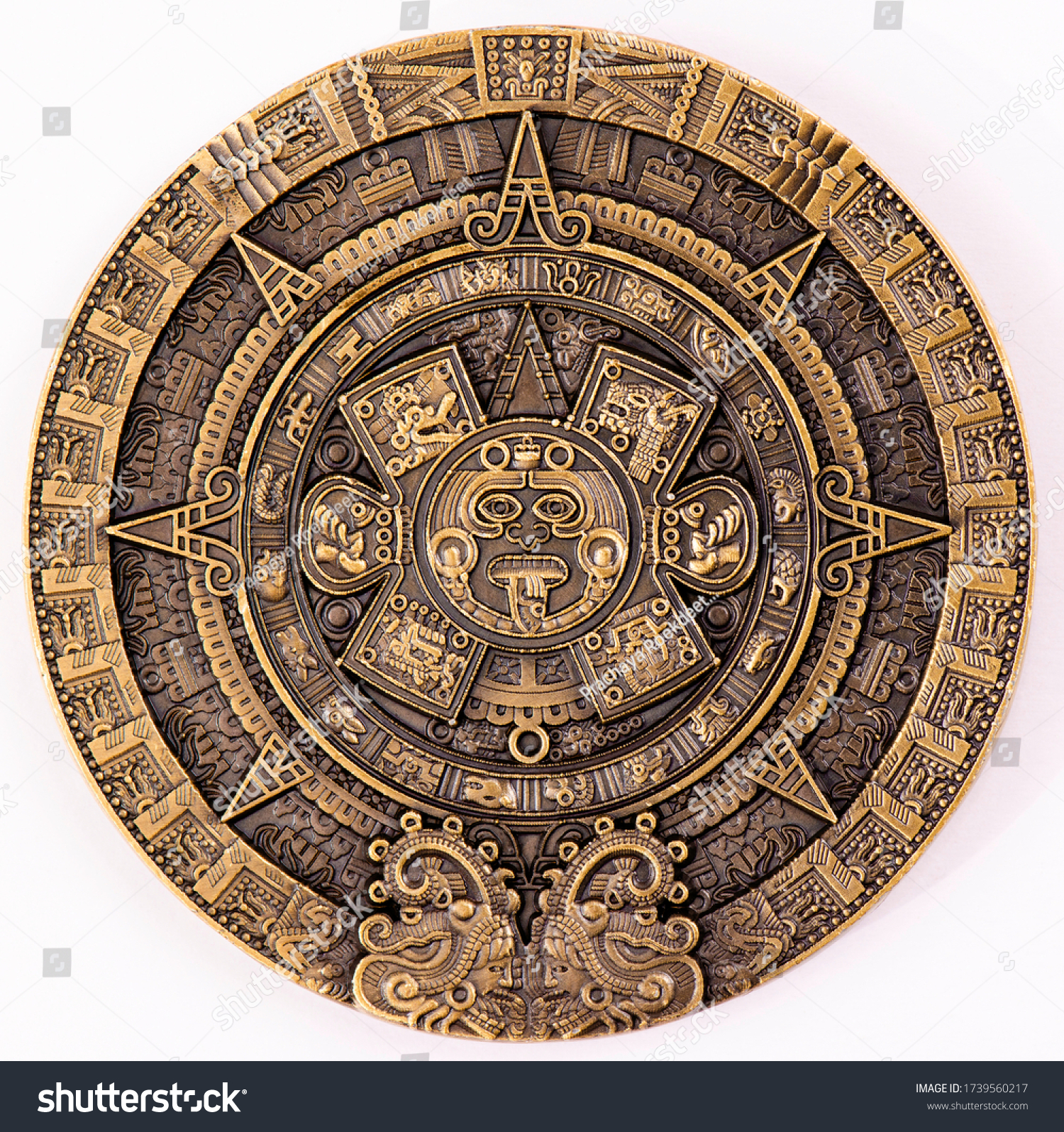 Maya Gold Plated Coin Mexico Mayan Stok Fotoğrafı 1739560217 Shutterstock.