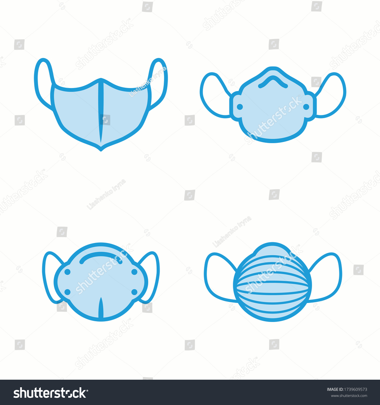 Face Pollution Mask Icon Set Protection Stock Vector (Royalty Free ...