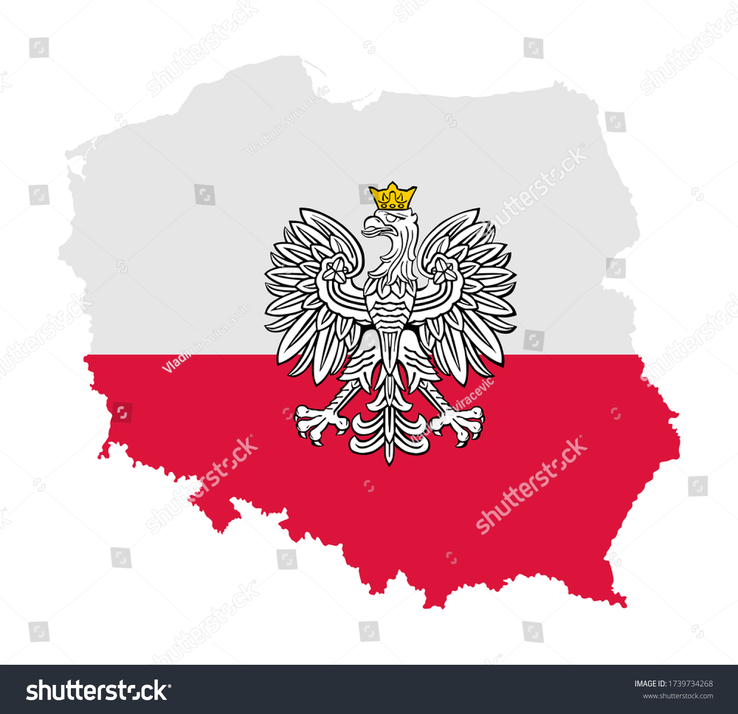 Poland Map Flag Poland Coat Arms Stock Vector (Royalty Free) 1739734268 ...