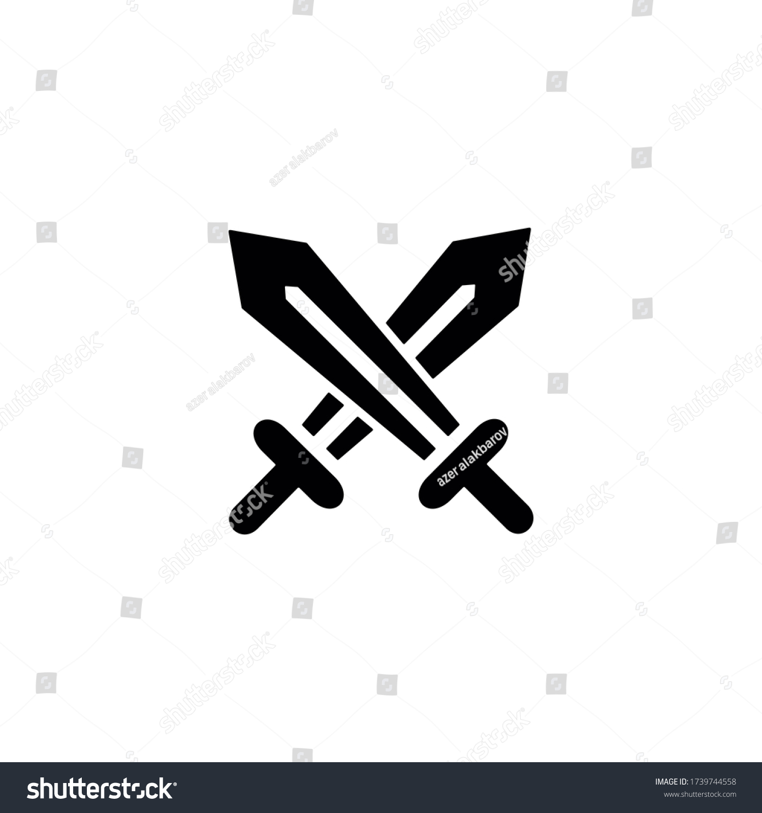 Crossed Swords Icon Battle Sign Combat Stock Vector (Royalty Free ...