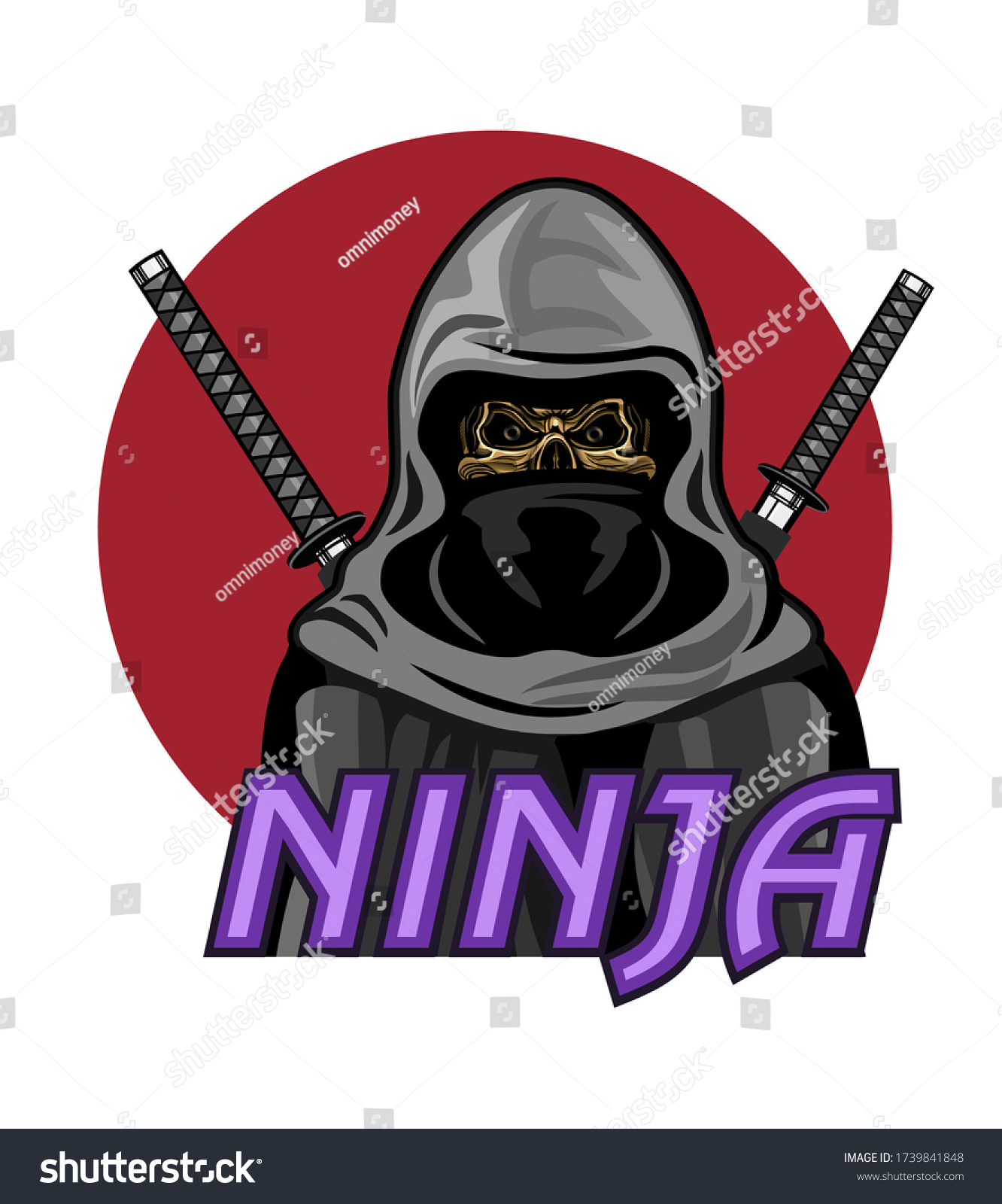 Ninja Warrior Illustration Skull Fighter Stock Vector (royalty Free 