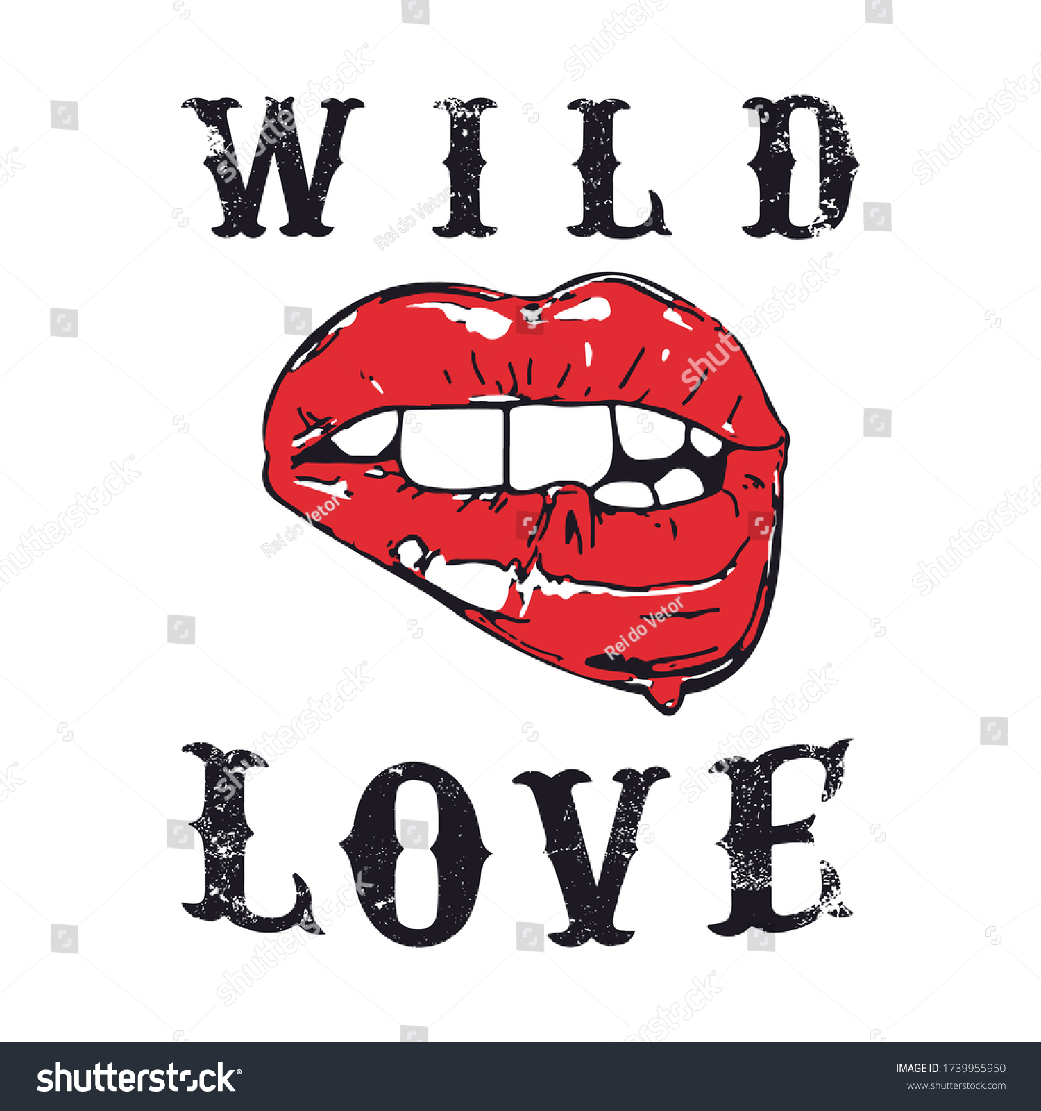 Wild Love Sexy Hot Red Lips Stock Vector Royalty Free 1739955950