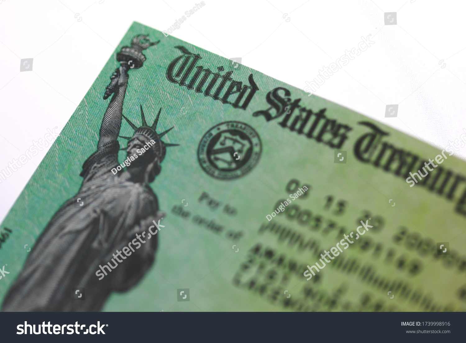 Us Treasury Issued Check Statue Liberty Stock Photo 1739998916 ...