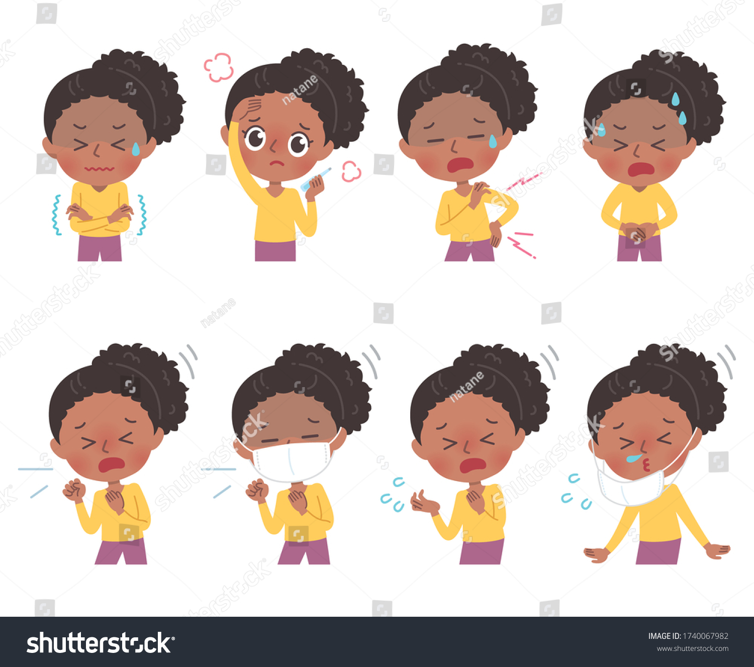 Set African Woman Who Express Various Stock Vector (Royalty Free ...