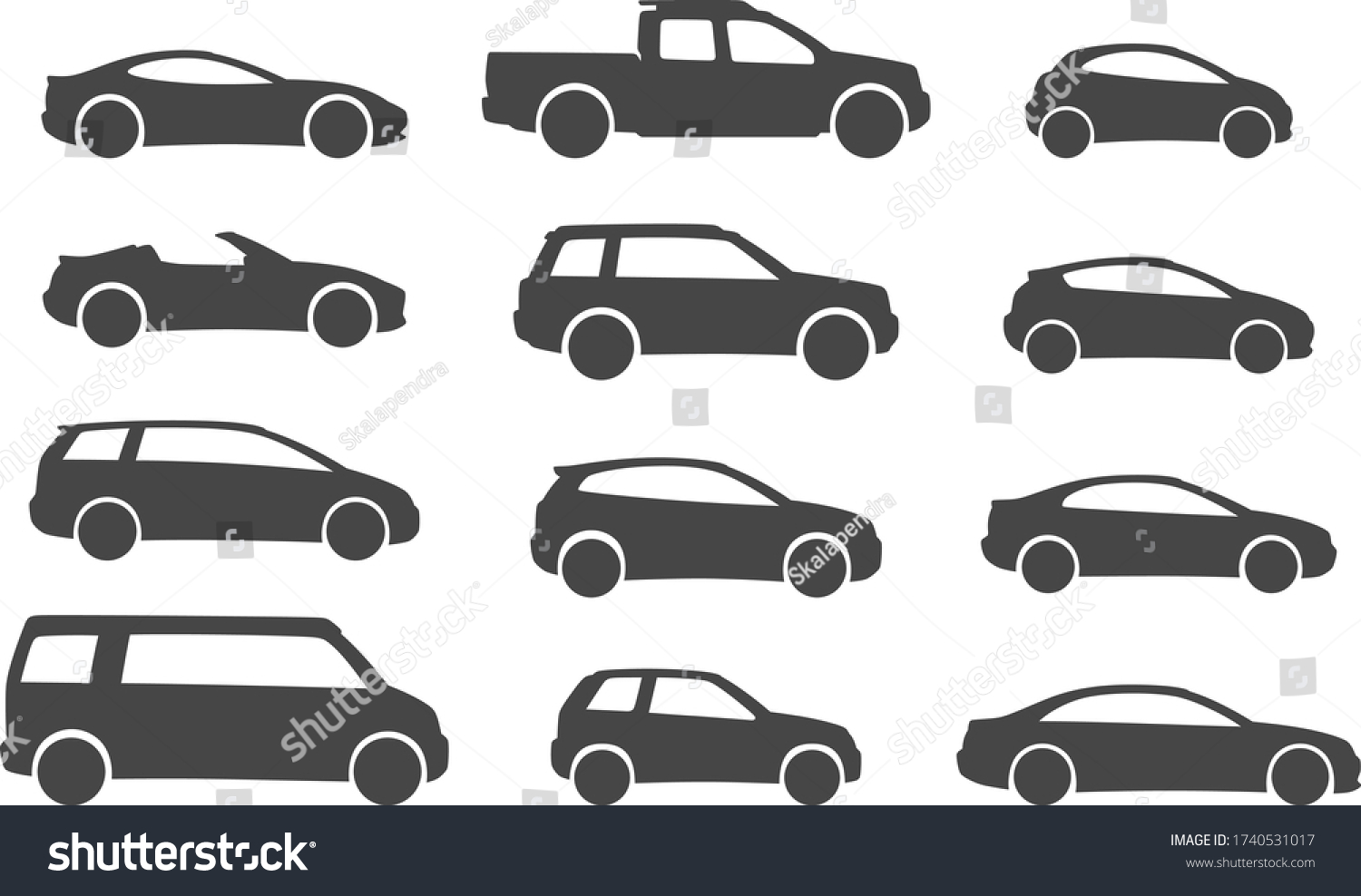 Set Car Types On White Background Stock Vector (Royalty Free ...