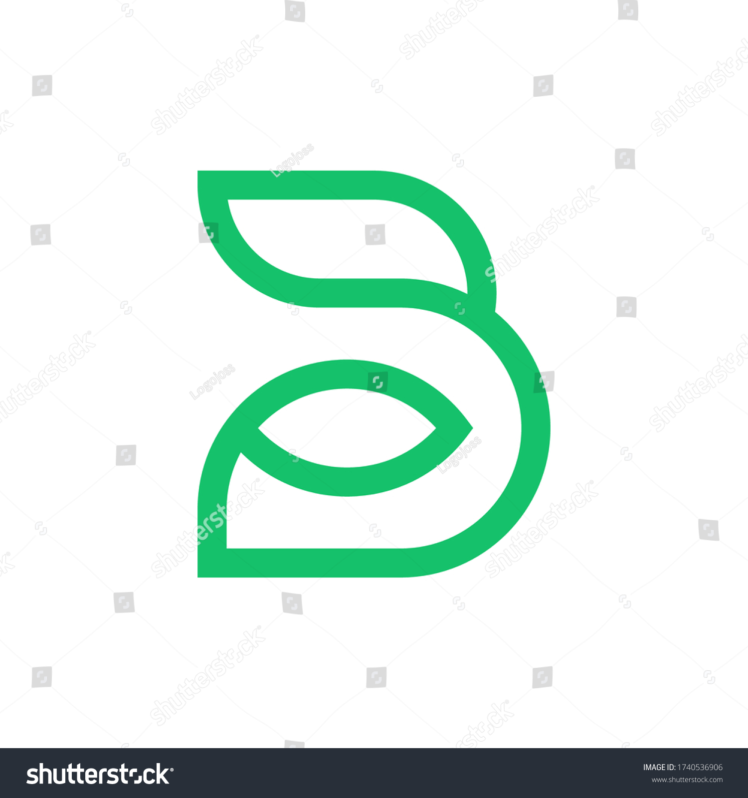 Letter B Leaf Logo Design Stock Vector (Royalty Free) 1740536906 ...